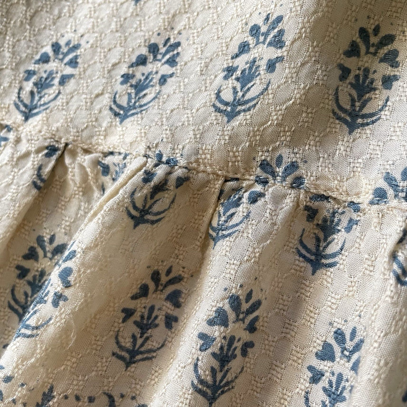 Vintage Sigrid Olsen Blouse Top Size L Cream Blue Embroidered Short Sleeve Modal Daisy Floral Bohemian Classic Womens Regular Shirt Size L / US 10 / IT 46 - 5 Thumbnail