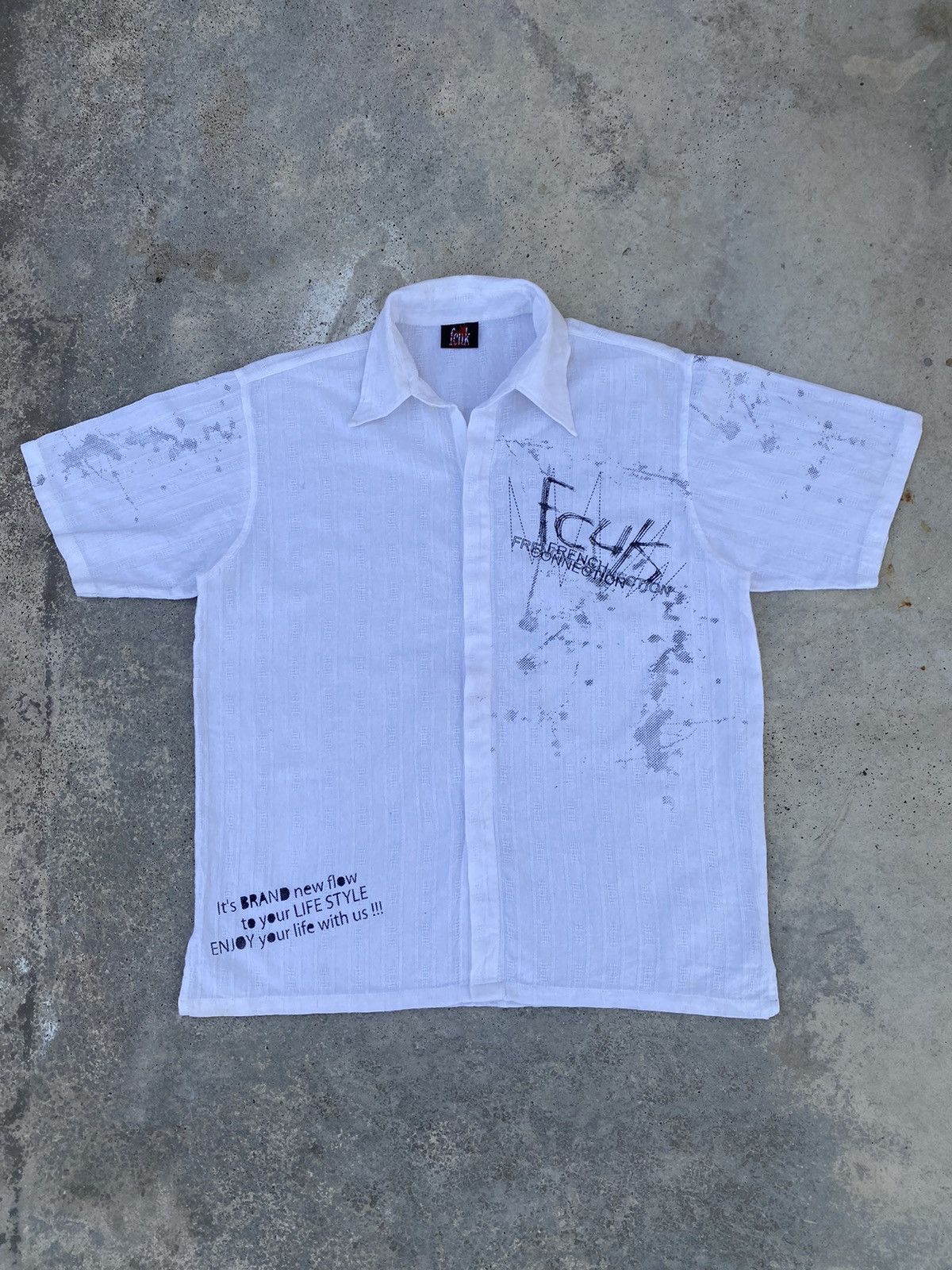 FCUK × French Connection 2000s Fcuk Wild Poems Button Up Shirt Size US L / EU 52-54 / 3 - 1 Thumbnail