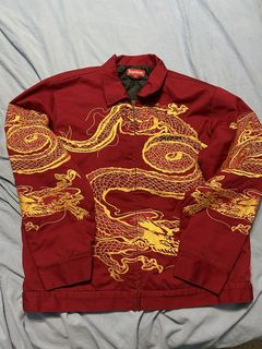 Supreme Supreme Dragon Embroidered Work Jacket Dark Red FW18 DS