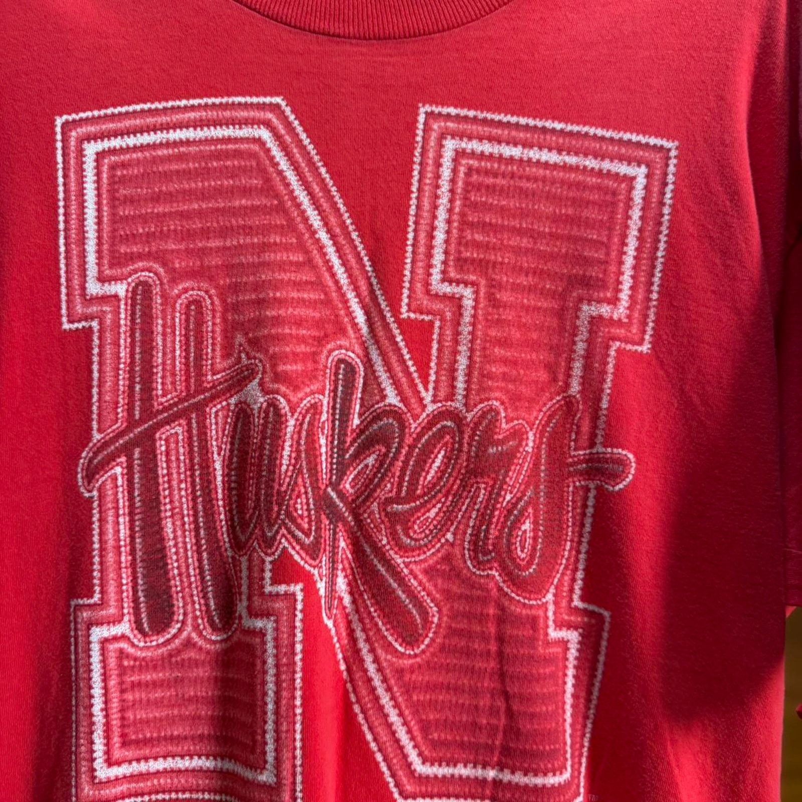 Vintage Vintage 90s Nebraska Huskers Football T-Shirt Size US XL / EU 56 / 4 - 3 Thumbnail