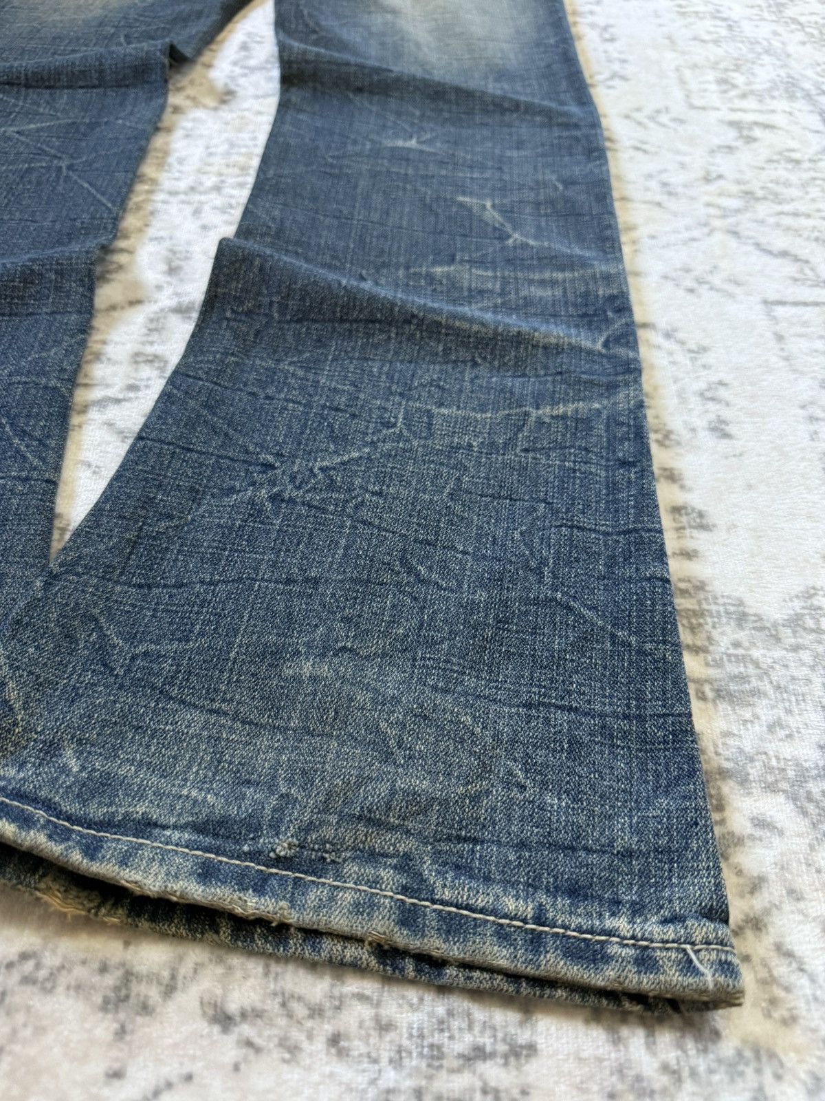 Japanese Brand R 45rpm Mud Wash Honeycomb Distressed Flared Jeans Size US 28 / EU 44 - 21 Thumbnail