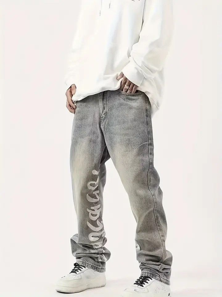 Japanese Brand × Vintage Long Jeans Graffiti Jeans Classic Straight Denim Wide-leg Size US 28 / EU 44 - 1 Thumbnail