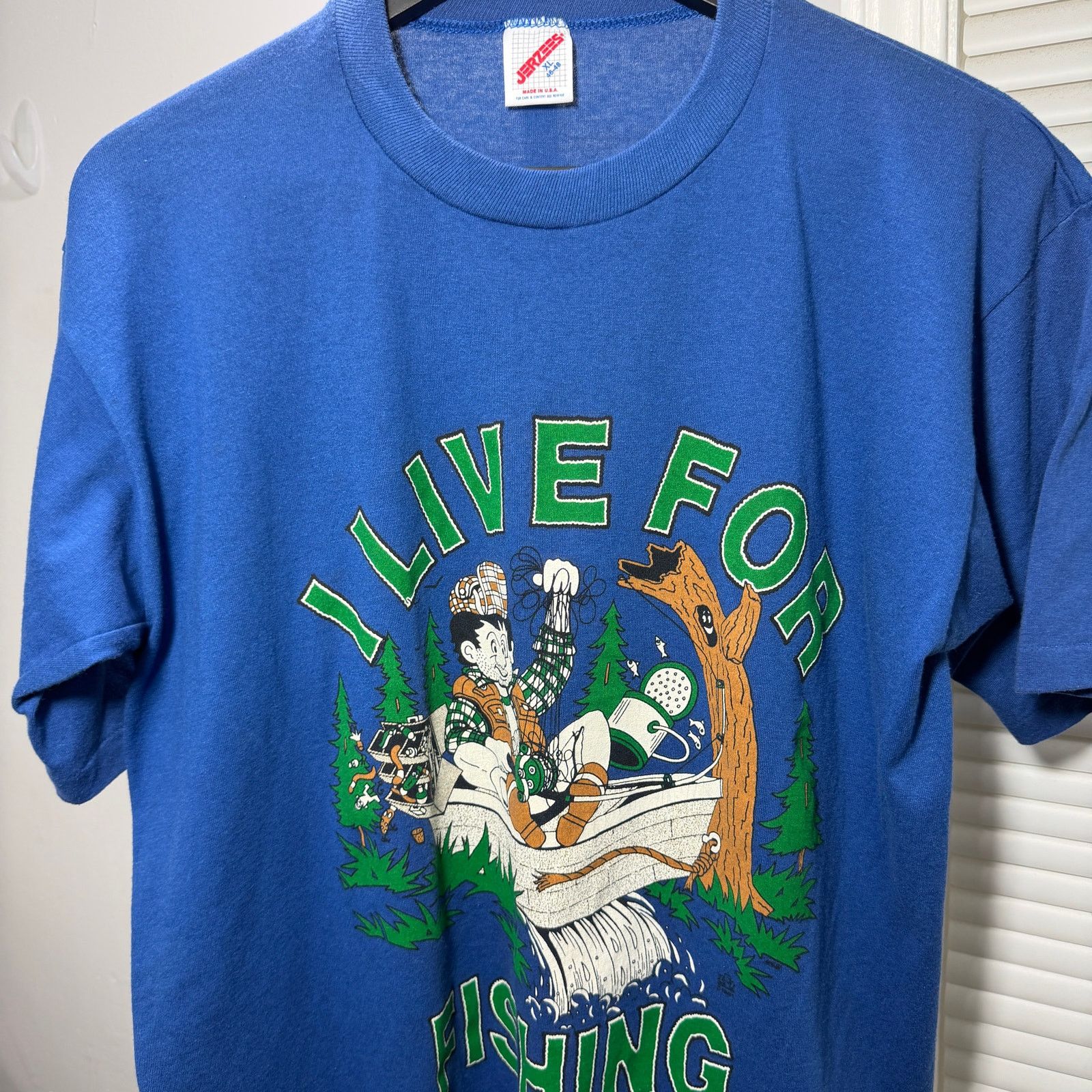 Vintage Vintage I Love For Fishing Shirt Extra Large Blue 90s USA Size US XL / EU 56 / 4 - 1 Thumbnail