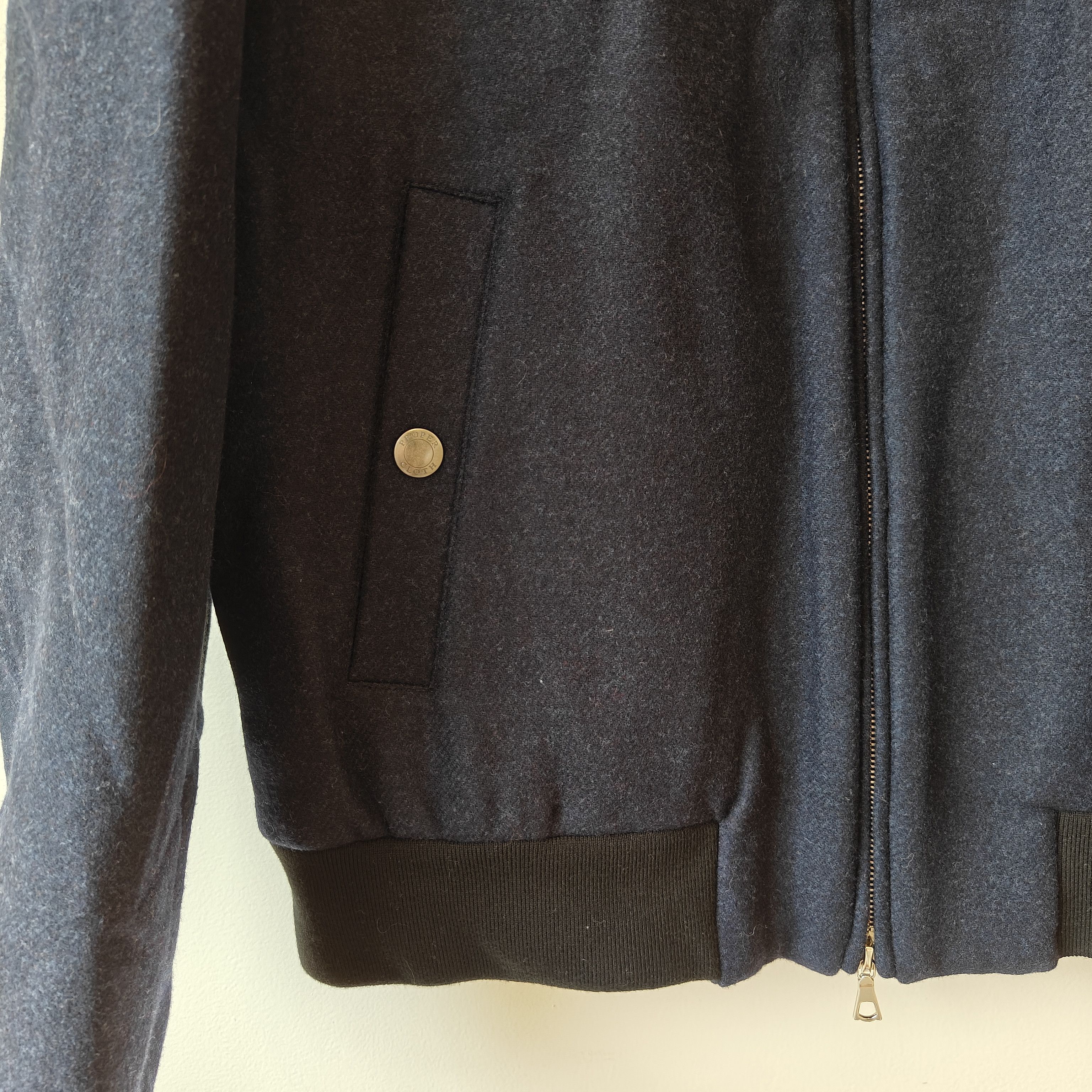 Proper Cloth made in Italy navy flight jacket wool riri zips Size US L / EU 52-54 / 3 - 6 Thumbnail