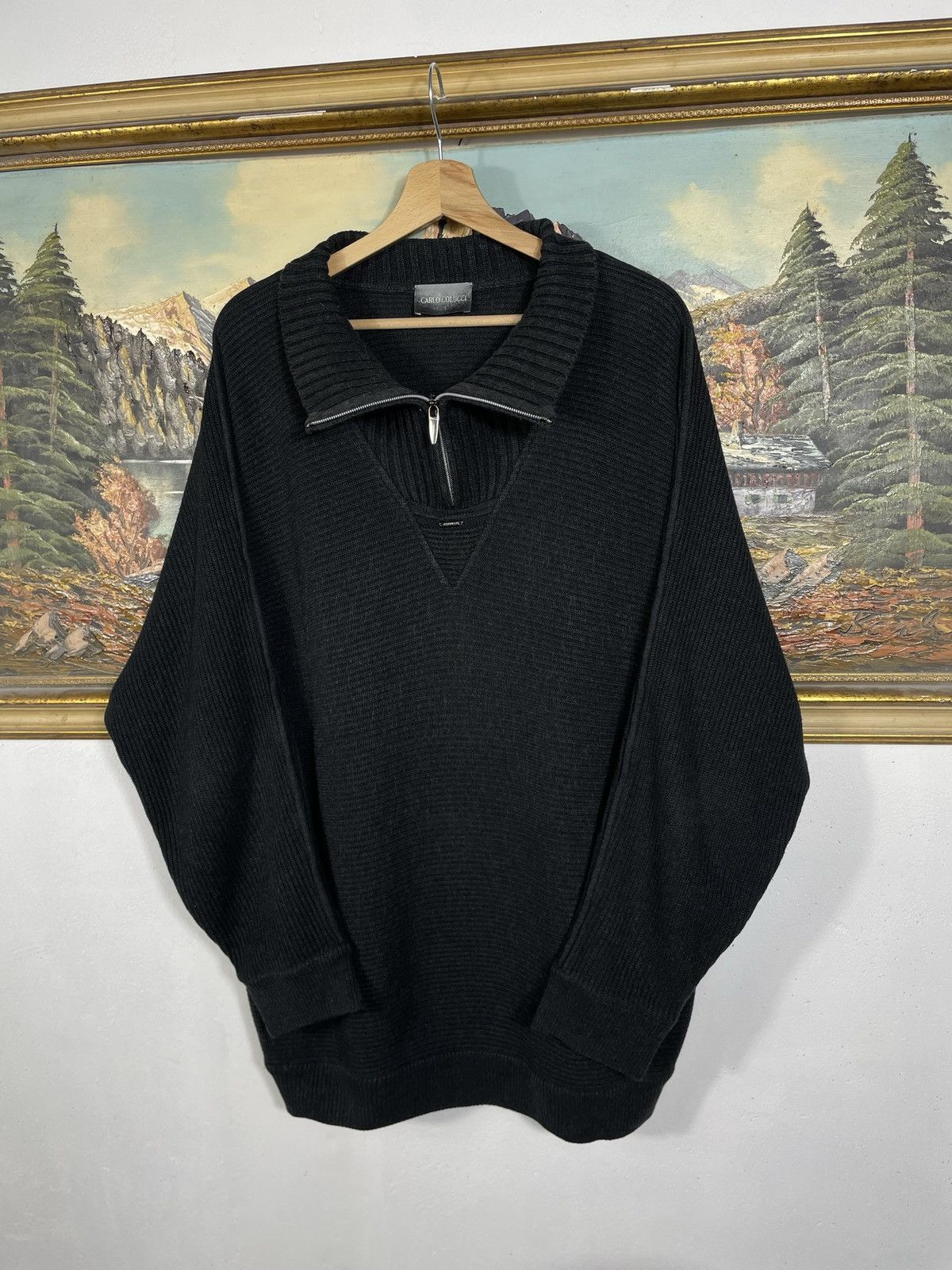 Carlo Colucci × Designer × Vintage Carlo Colucci Vintage Black Zip Sweater Jumper Old Money Size US XL / EU 56 / 4 - 3 Thumbnail