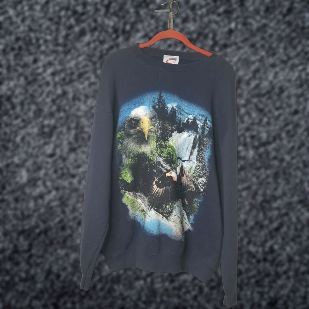 Vintage VINTAGE Cadre Athletic Bald Eagle Wilderness Pullover Sweatshirt Mens L Blue 1990s Sweatshirt Mens Size US L / EU 52-54 / 3 - 1 Thumbnail
