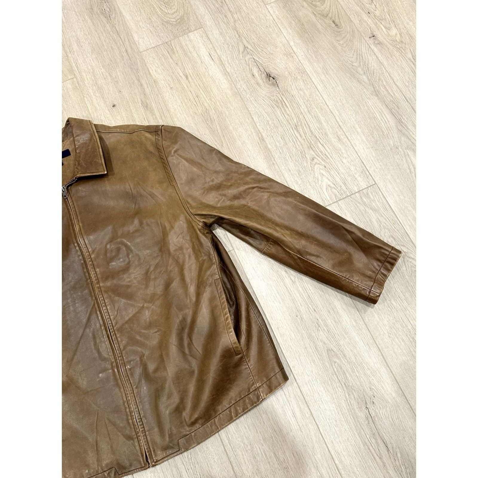 Gap Vintage Y2K GAP Motorcycle Brown Bomber 2XL Regular Leather Jacket Size US XXL / EU 58 / 5 - 2 Thumbnail