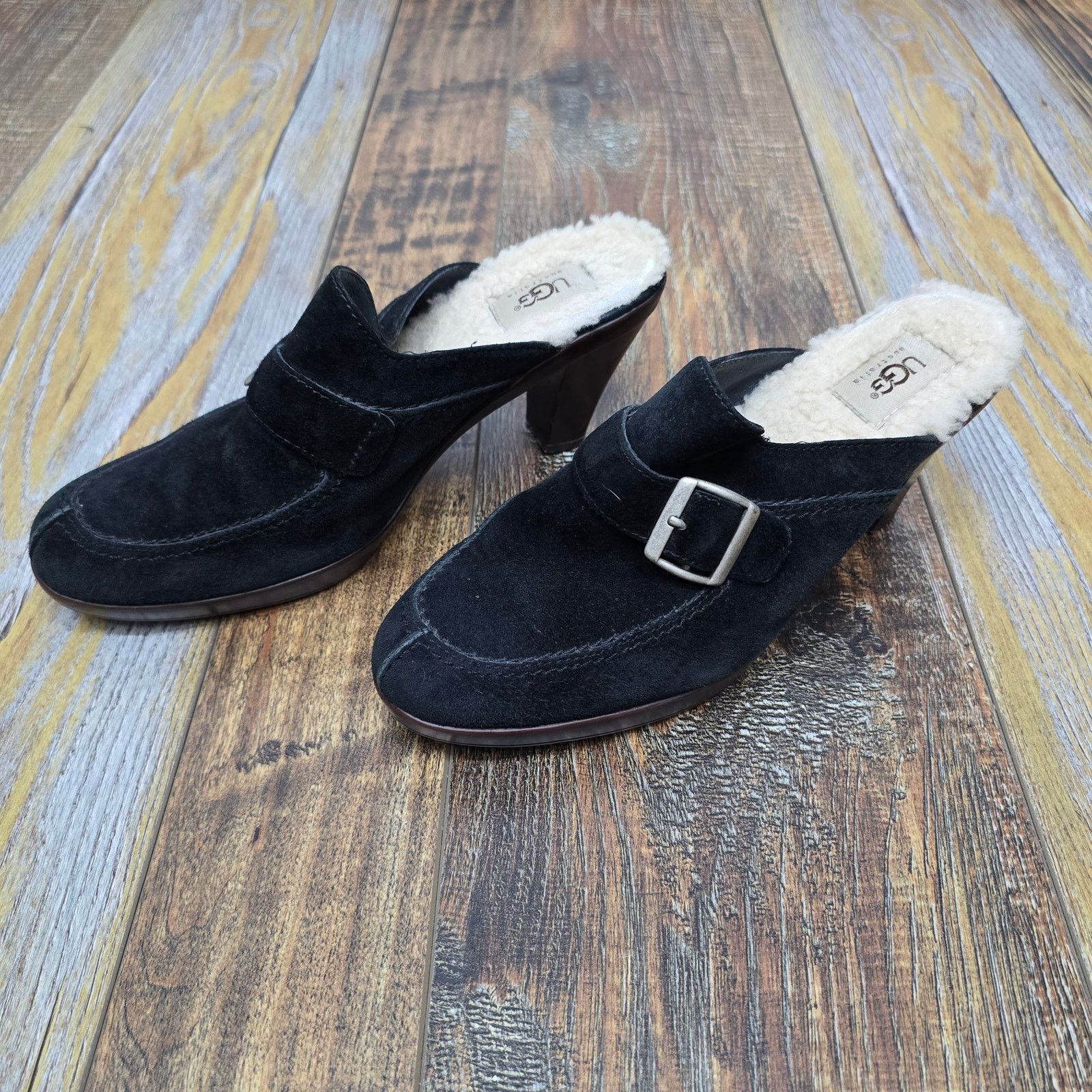 Ugg UGG Suede Leather Sheepskin Shearling Isabella Clogs Heels Size US 9.5 / IT 39.5 - 3 Thumbnail
