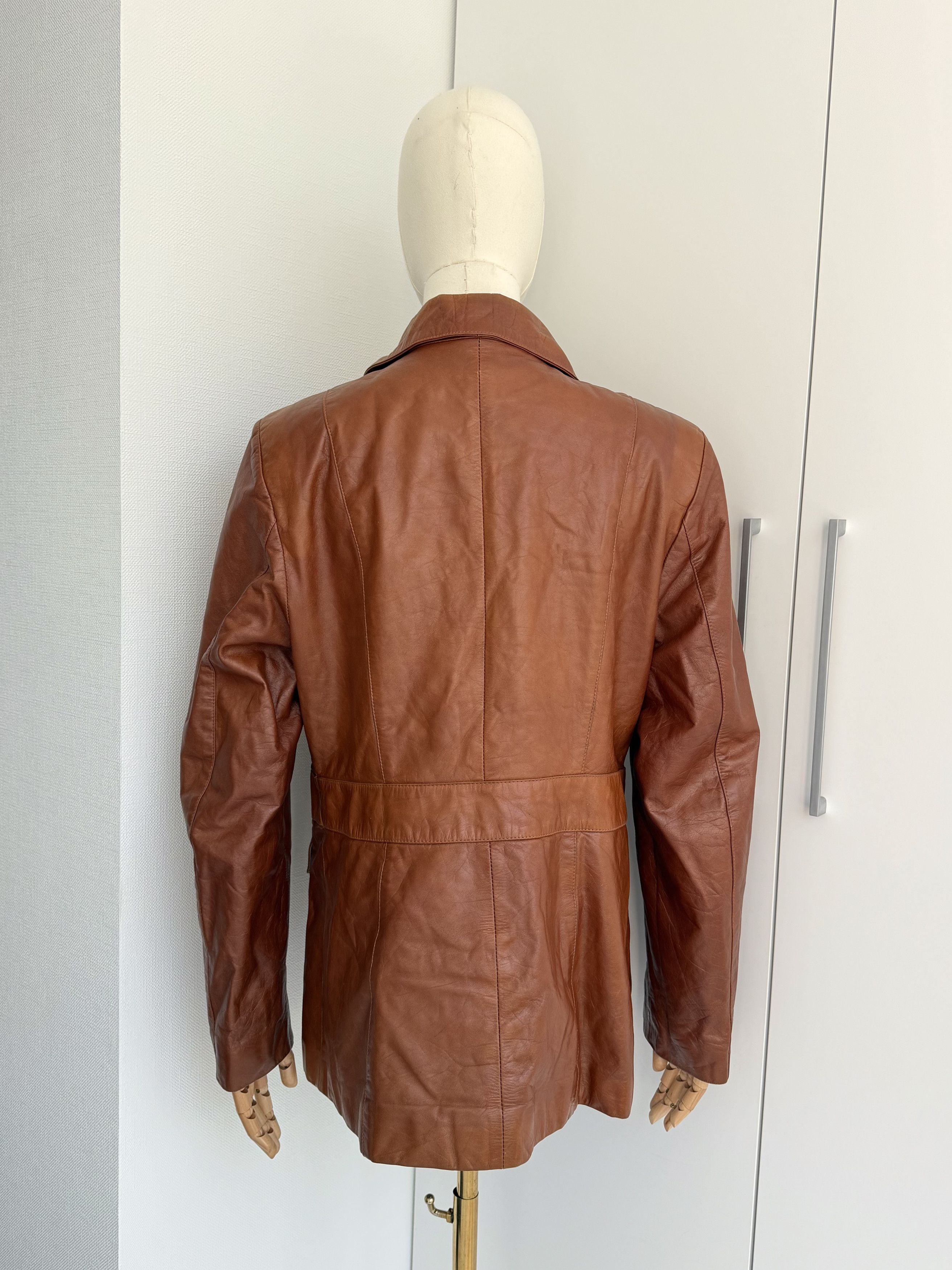 Genuine Leather Vintage Leather Utility Jacket Women Safari Retro Buttoned Size M / US 6-8 / IT 42-44 - 4 Thumbnail