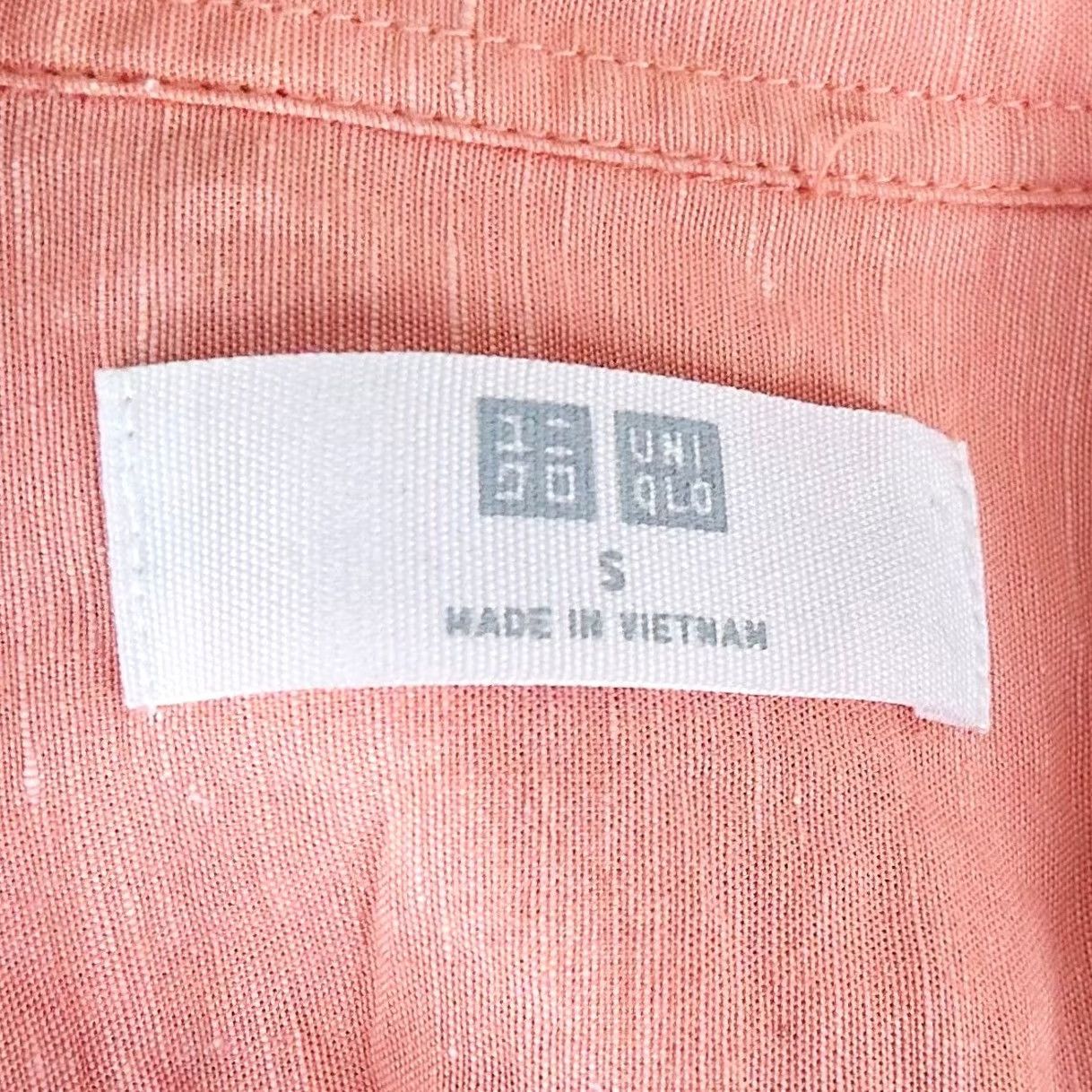 Uniqlo Uniqlo Mens Small Regular Fit Peach Solid Linen Cotton Blend Button Front Shirt Size US S / EU 44-46 / 1 - 3 Thumbnail
