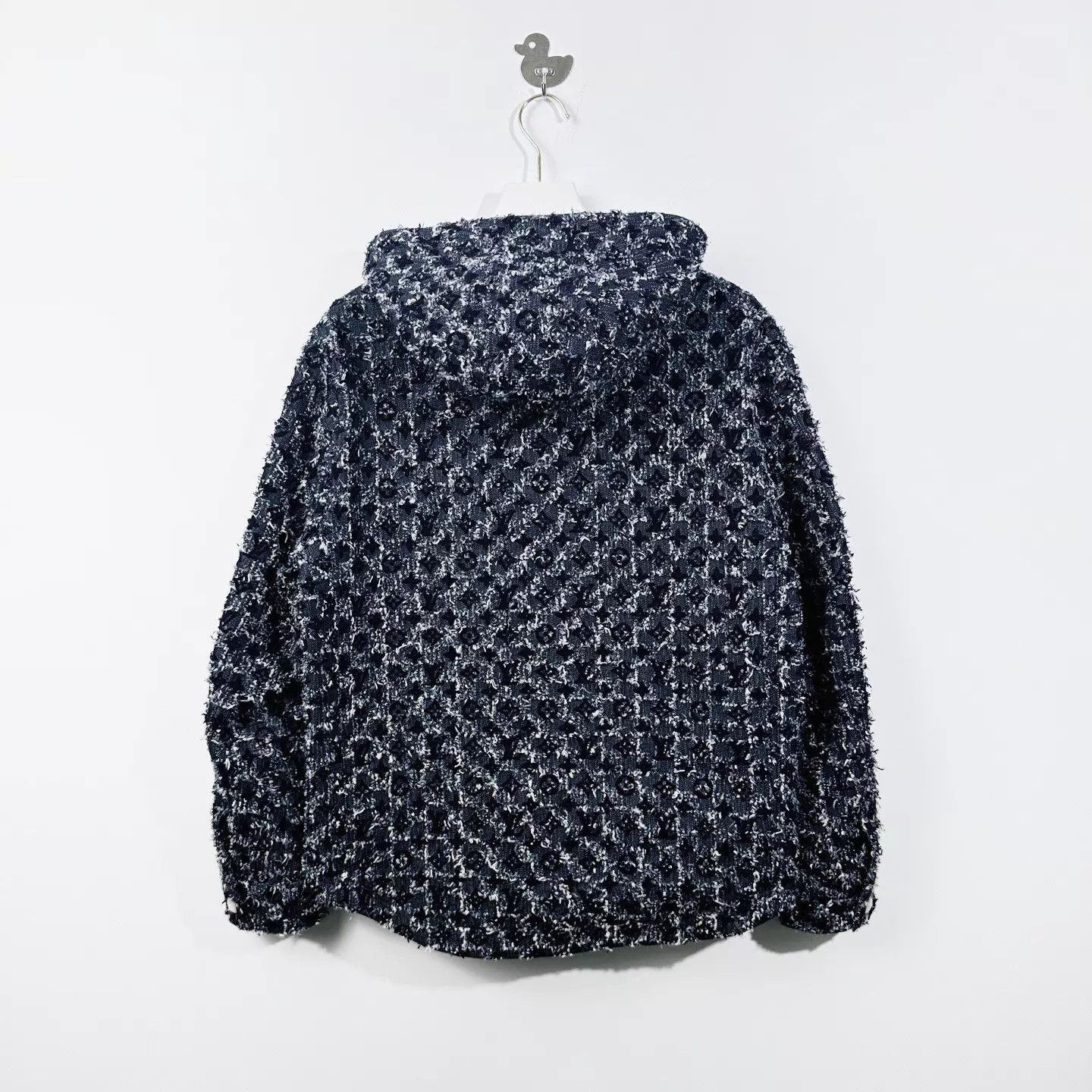 LV Denim Hooded Zip Flocked Logo Jacket Black 46