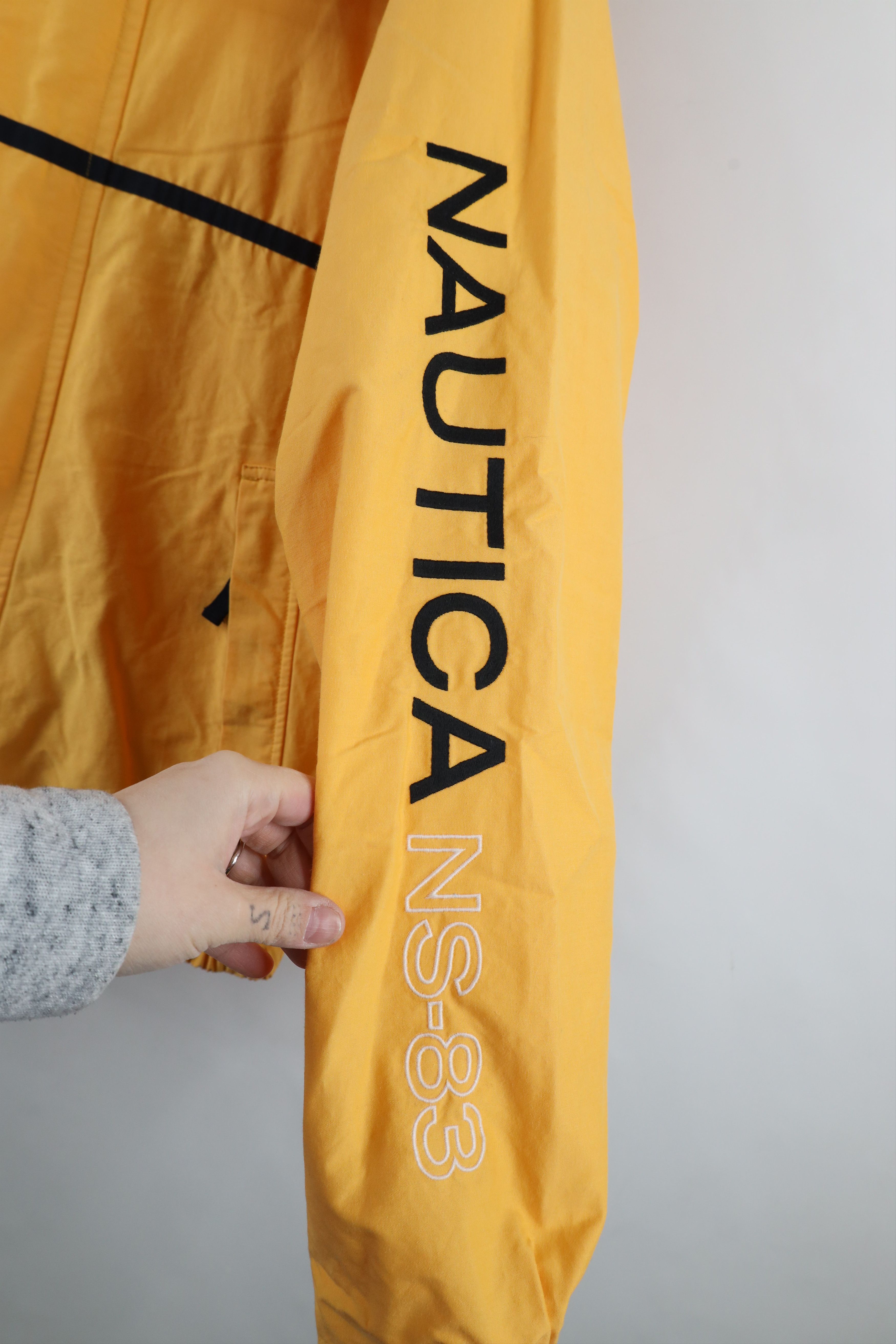 Nautica × Vintage Vintage 90s Nautica Sailing Hooded Windbreaker Jacket Yellow Size US L / EU 52-54 / 3 - 4 Thumbnail