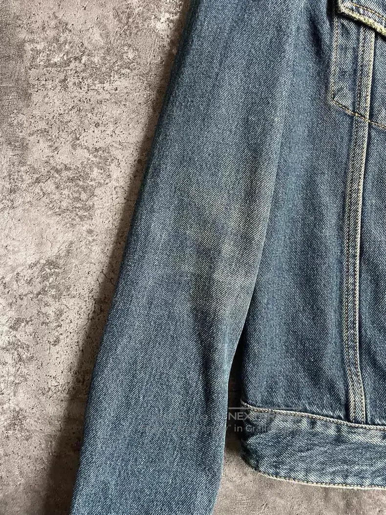 Saint Laurent Paris Deep Blue Washed Distressed Denim Jack