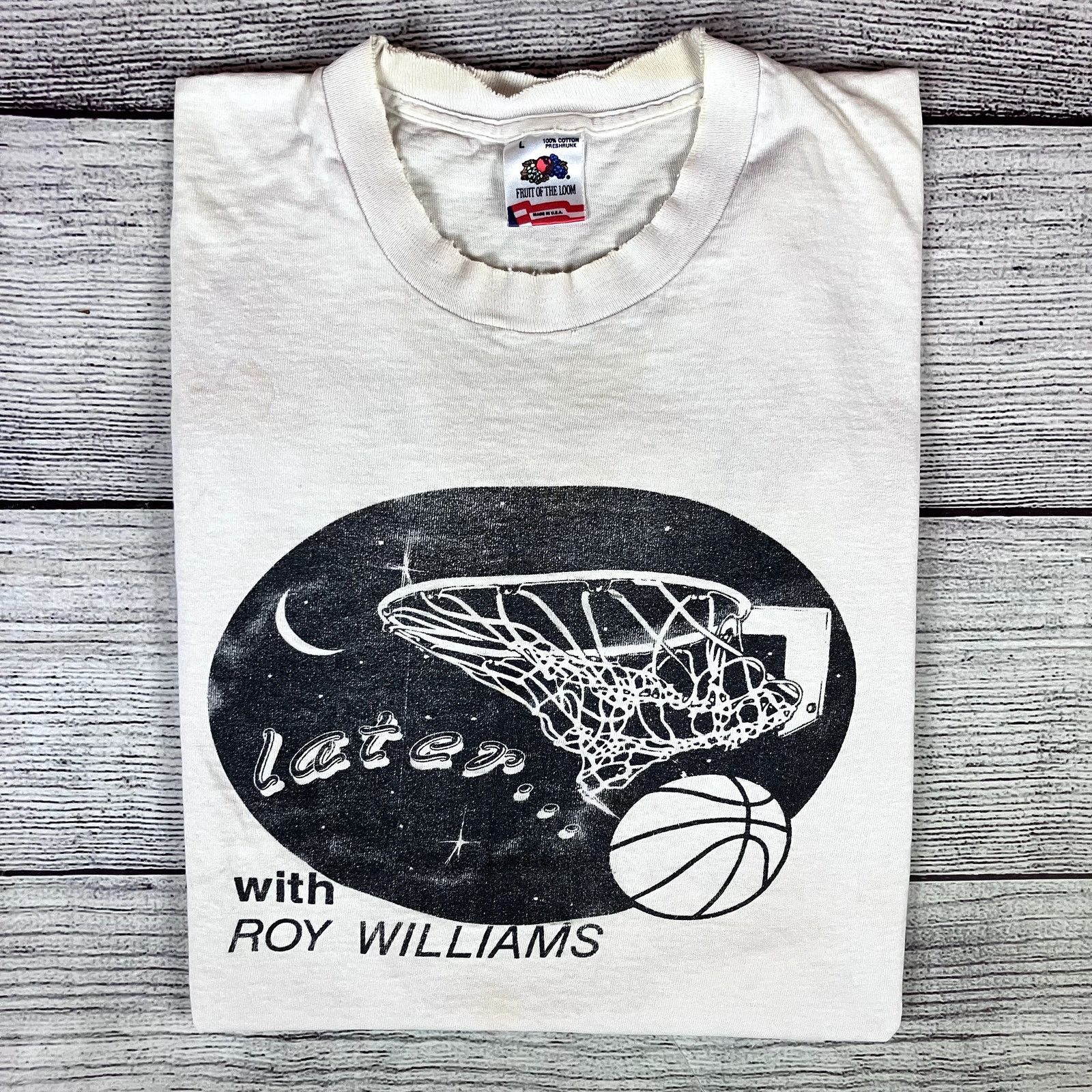 Fruit Of The Loom × Vintage 1990s Late Night At The Phog With Roy Williams KU T-shirt Size US L / EU 52-54 / 3 - 1 Thumbnail