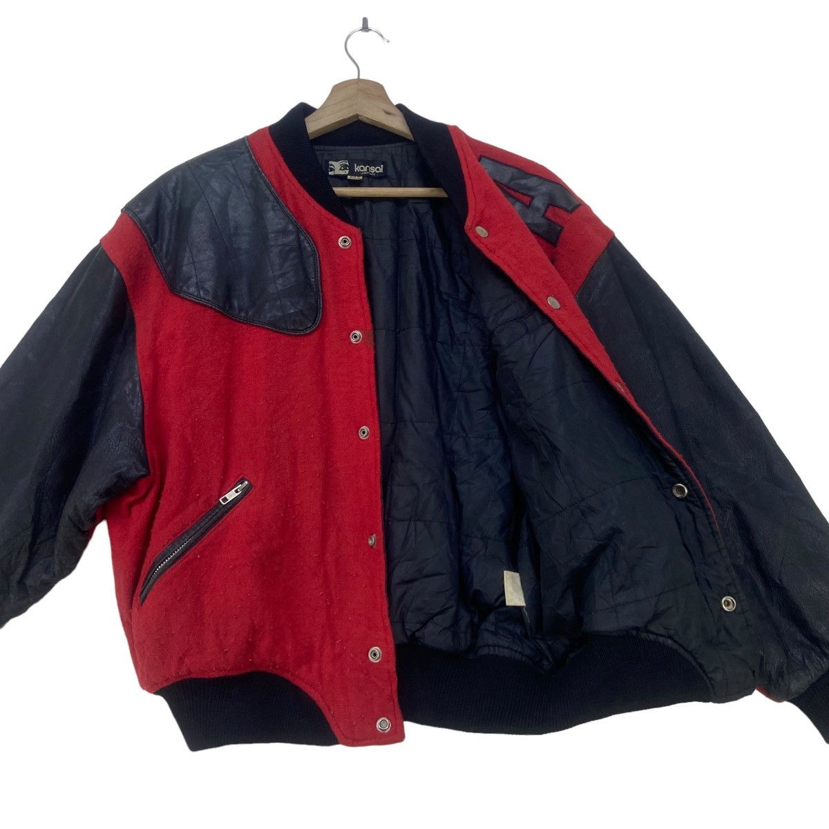 Kansai Yamamoto Vintage🔥80s Kansai Yamamoto Wool + Leather Bomber Varsity Size US S / EU 44-46 / 1 - 5 Thumbnail
