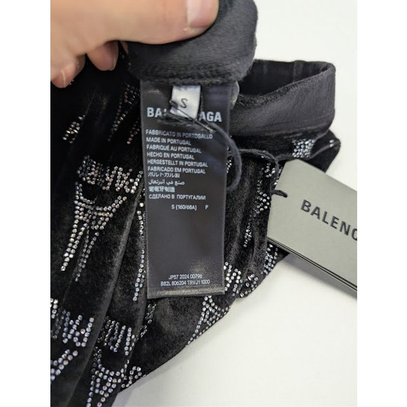 Balenciaga o1rshd1 Eiffel Tower Strass Velvet Elastic Pants in Black Size 30" / US 8 / IT 44 - 18 Thumbnail