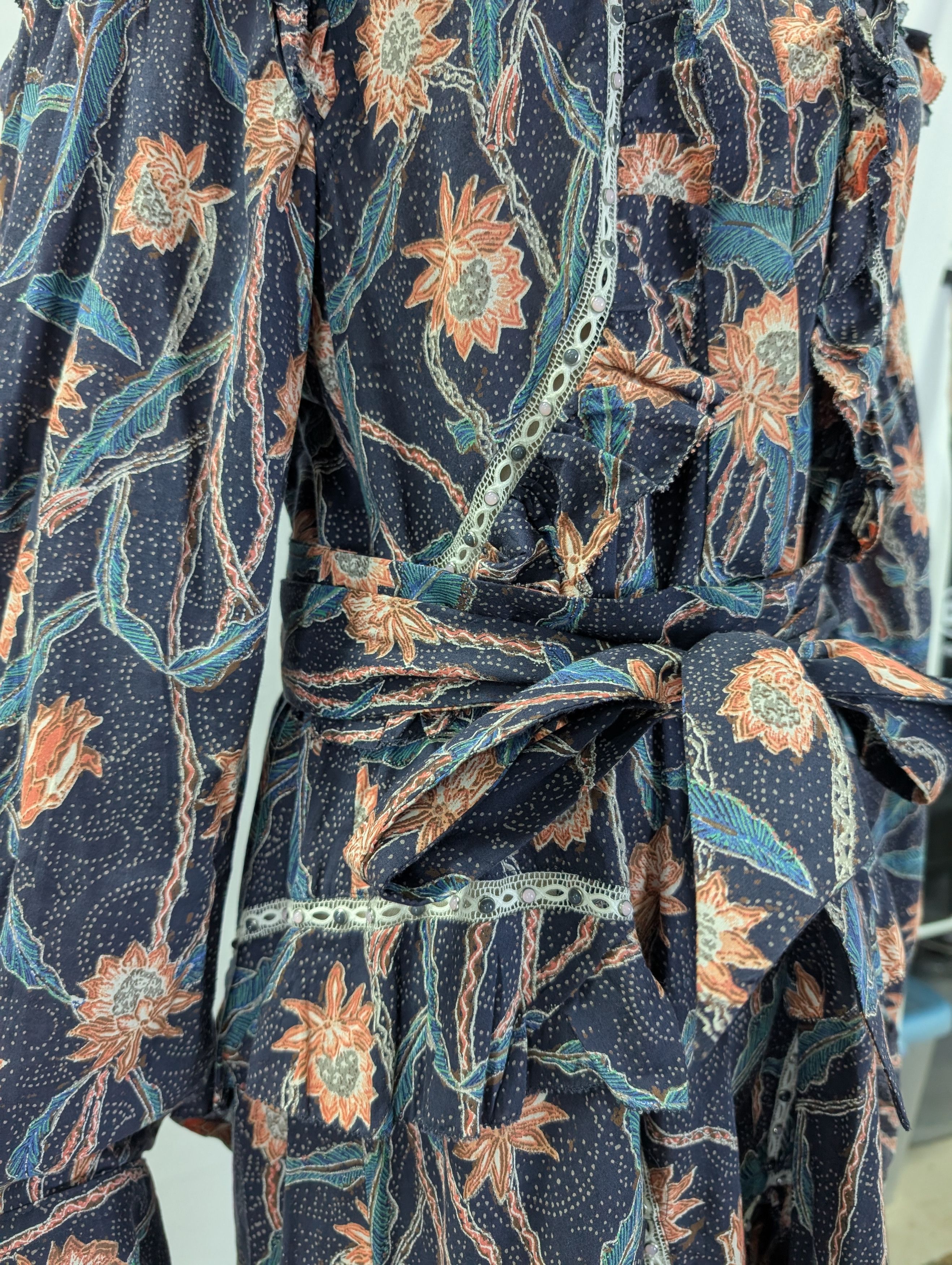 Isabel Marant Navy Overall Printed Dress Size XS / US 0-2 / IT 36-38 - 4 Thumbnail