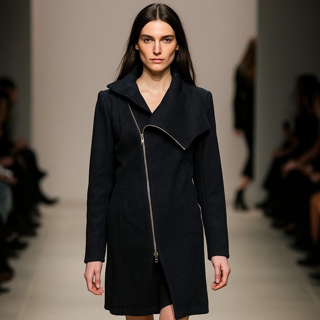 Reiss REISS Women's Wool PETRONE Pea Coat zip up in navy blue Size S / US 4 / IT 40 - 12 Thumbnail