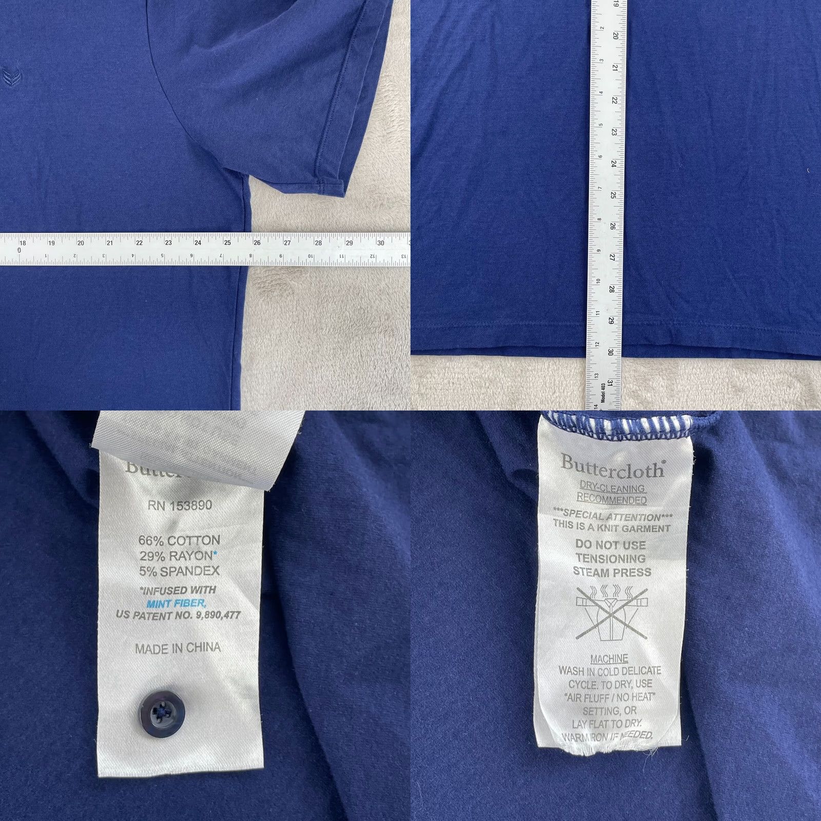 Vintage ButterCloth Henley Shirt Men 3XL Blue Icy Cotton Stretch Short Sleeve Logo NWOT Size US XXL / EU 58 / 5 - 8 Thumbnail