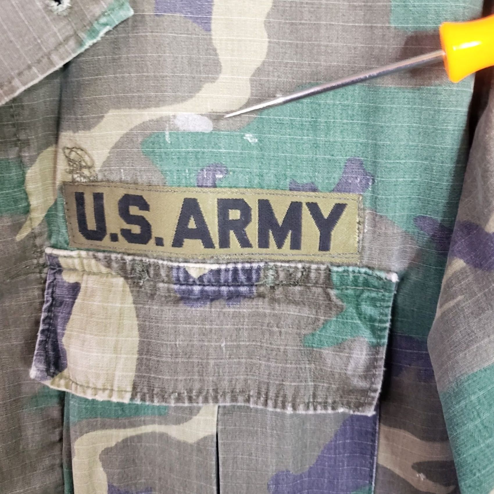 Vintage VINTAGE US Army Jacket Mens M Woodland Camo Combat Coat Hot Weather Ranger Patch Men Jacket Woodland Army Camo Green XS? Size US M / EU 48-50 / 2 - 5 Thumbnail