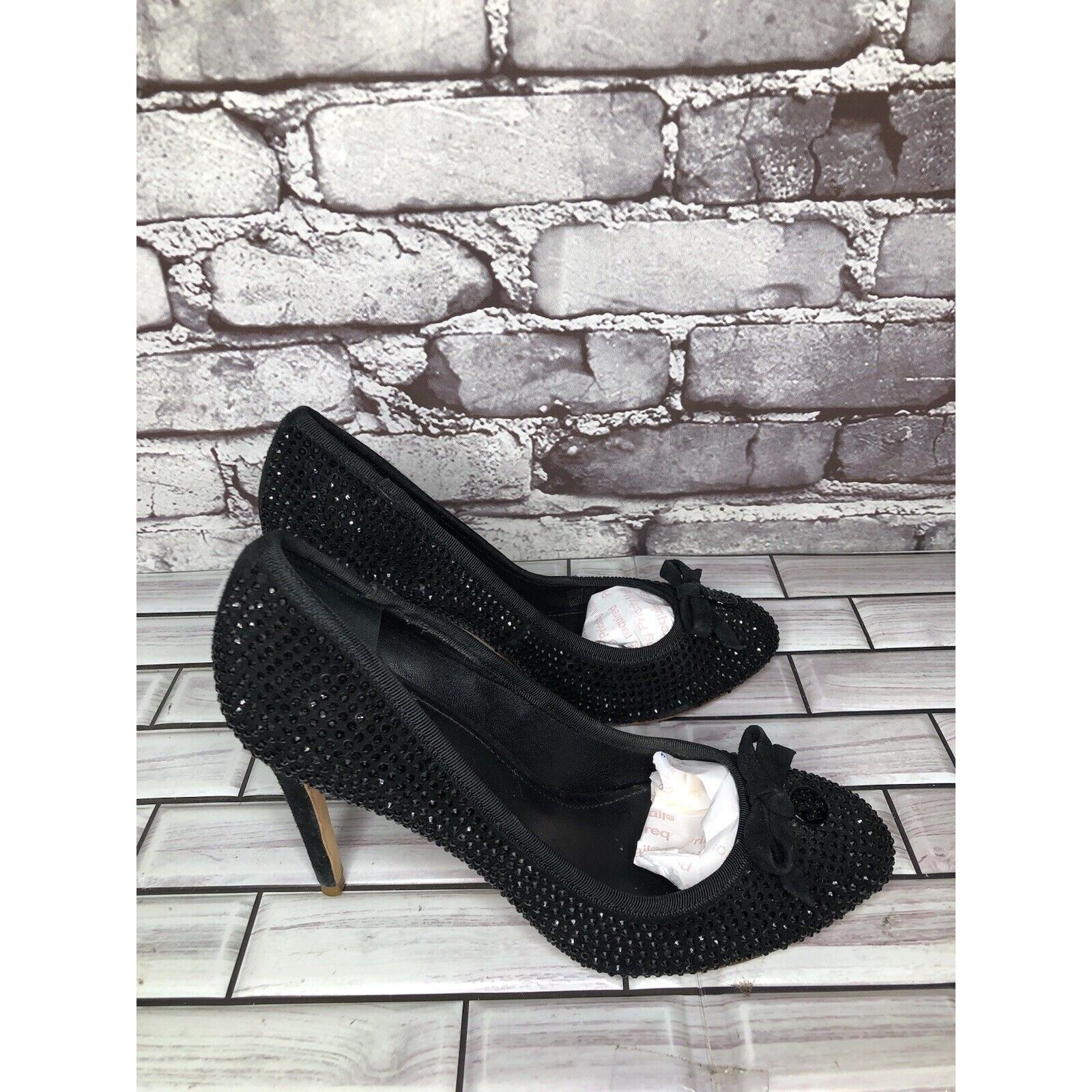 Tory Burch Tory Burch Phoenix Black Pump Rhinestone Soho Lux Suede Wome Size US 7.5 / IT 37.5 - 22 Thumbnail