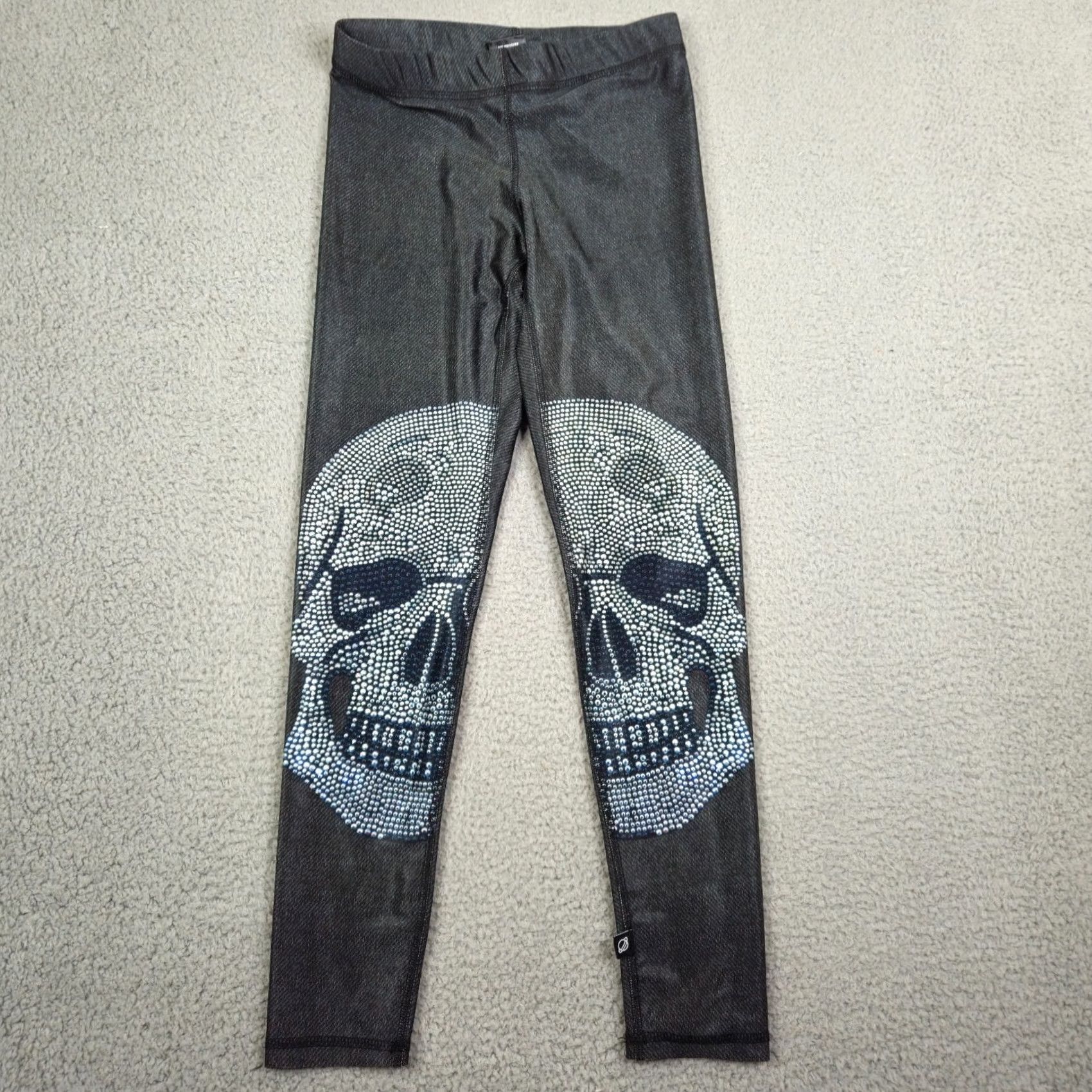 Terez Terez Women's Skull Print Hi Shine Slim Leggings Size S Leggings Black Skinny Size 28" / US 6 / IT 42 - 2 Thumbnail