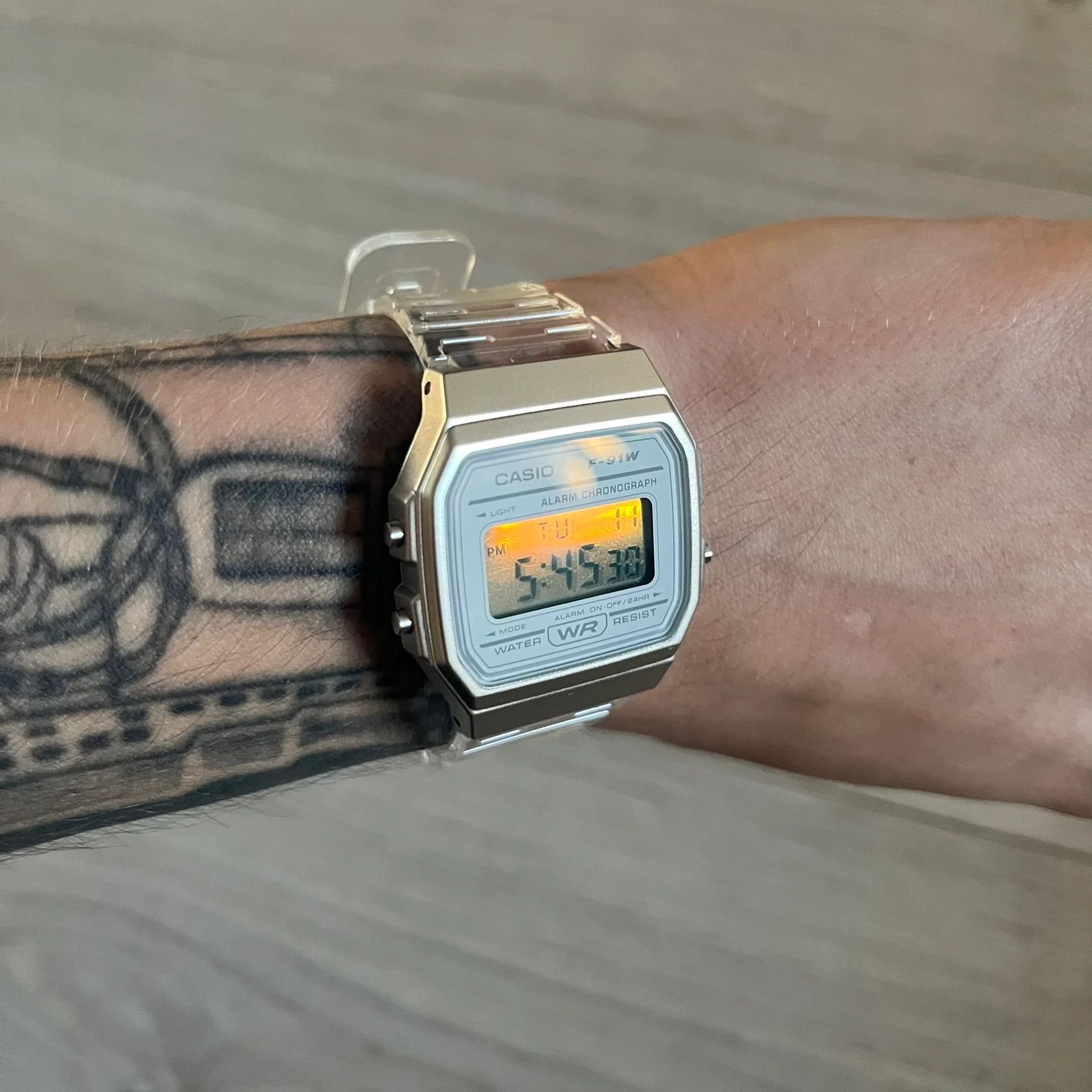 Casio Casio F-91W "Silver Surfer" Silver & Clear Digital Watch Size ONE SIZE - 3 Thumbnail