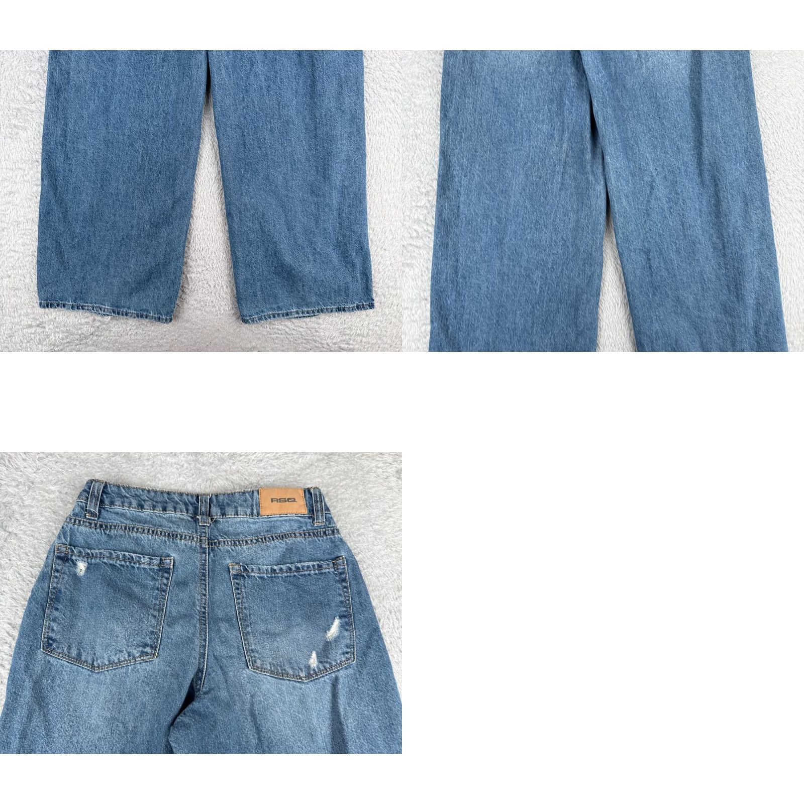 Rsq RSQ Jeans Women Jeans 26x29 Blue Wide-Leg Mid Rise Cotton Blend Distressed Zip Fly Vintage: No 90s Theme Size 26" / US 2 / IT 38 - 10 Thumbnail