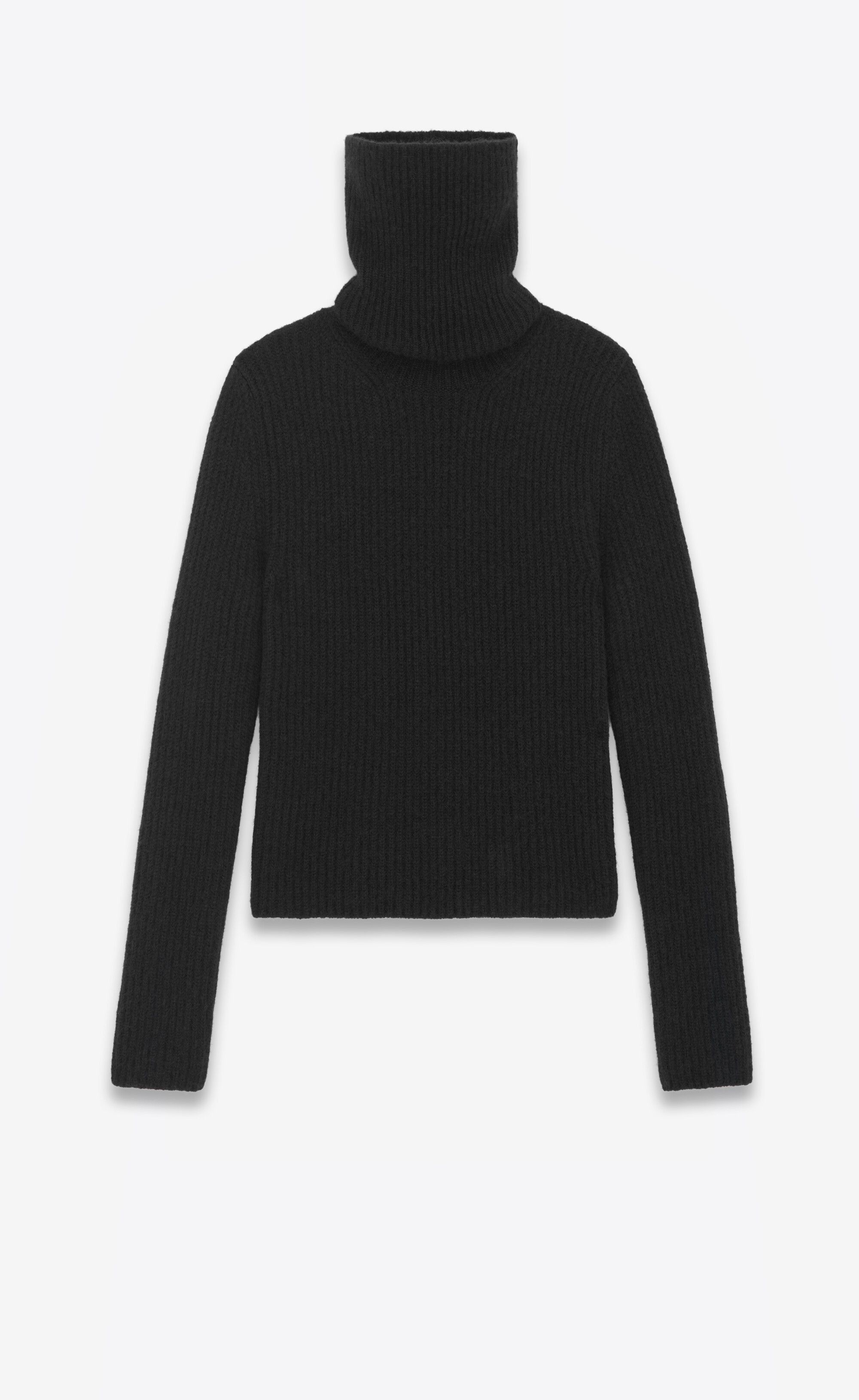 Saint Laurent Paris o1s1wg110425 Turtleneck Sweater in Ribbed Alpaca in Black Size US M / EU 48-50 / 2 - 1 Thumbnail