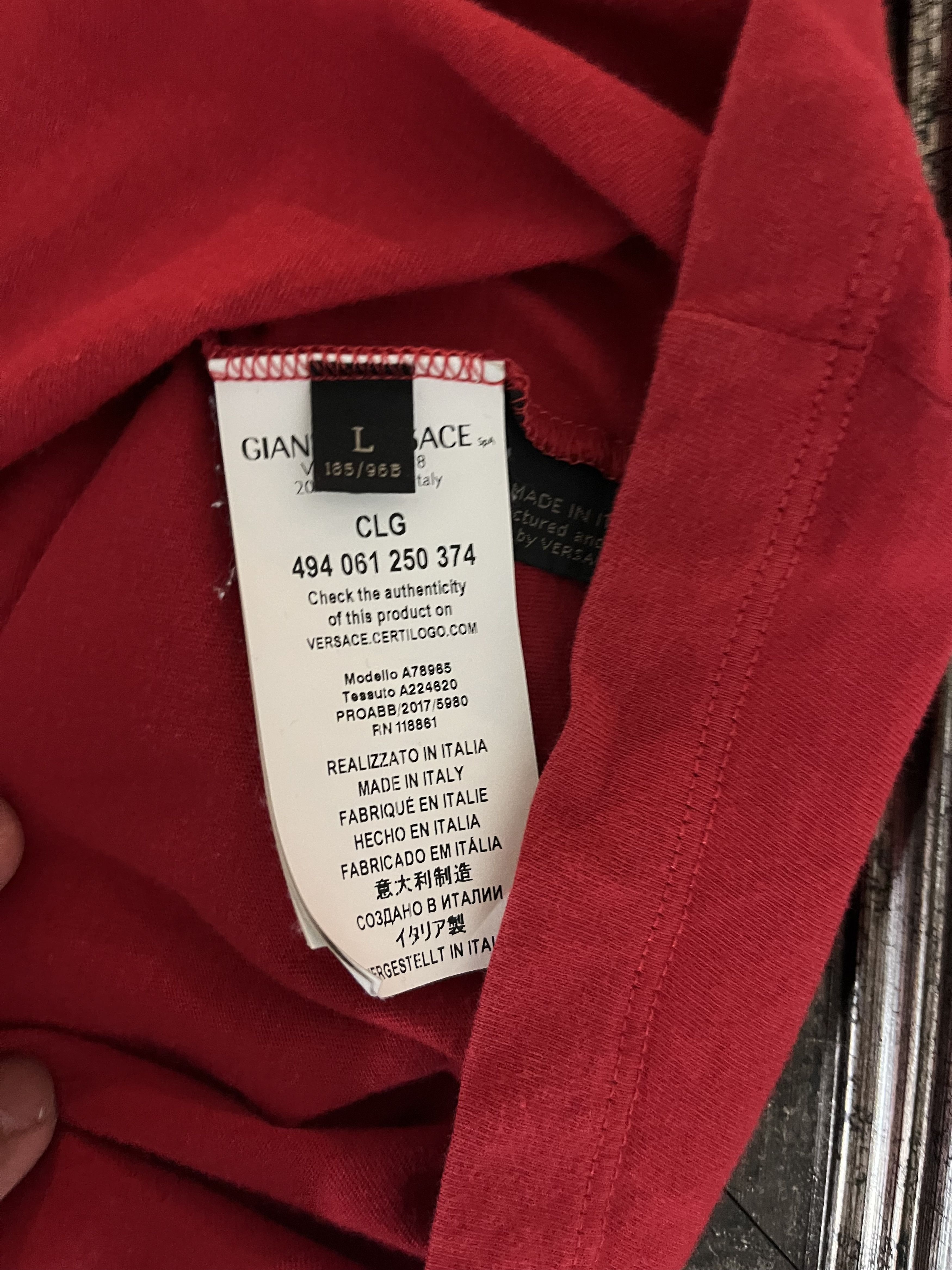Versace Versace Red Print T Shirt Size US L / EU 52-54 / 3 - 4 Thumbnail
