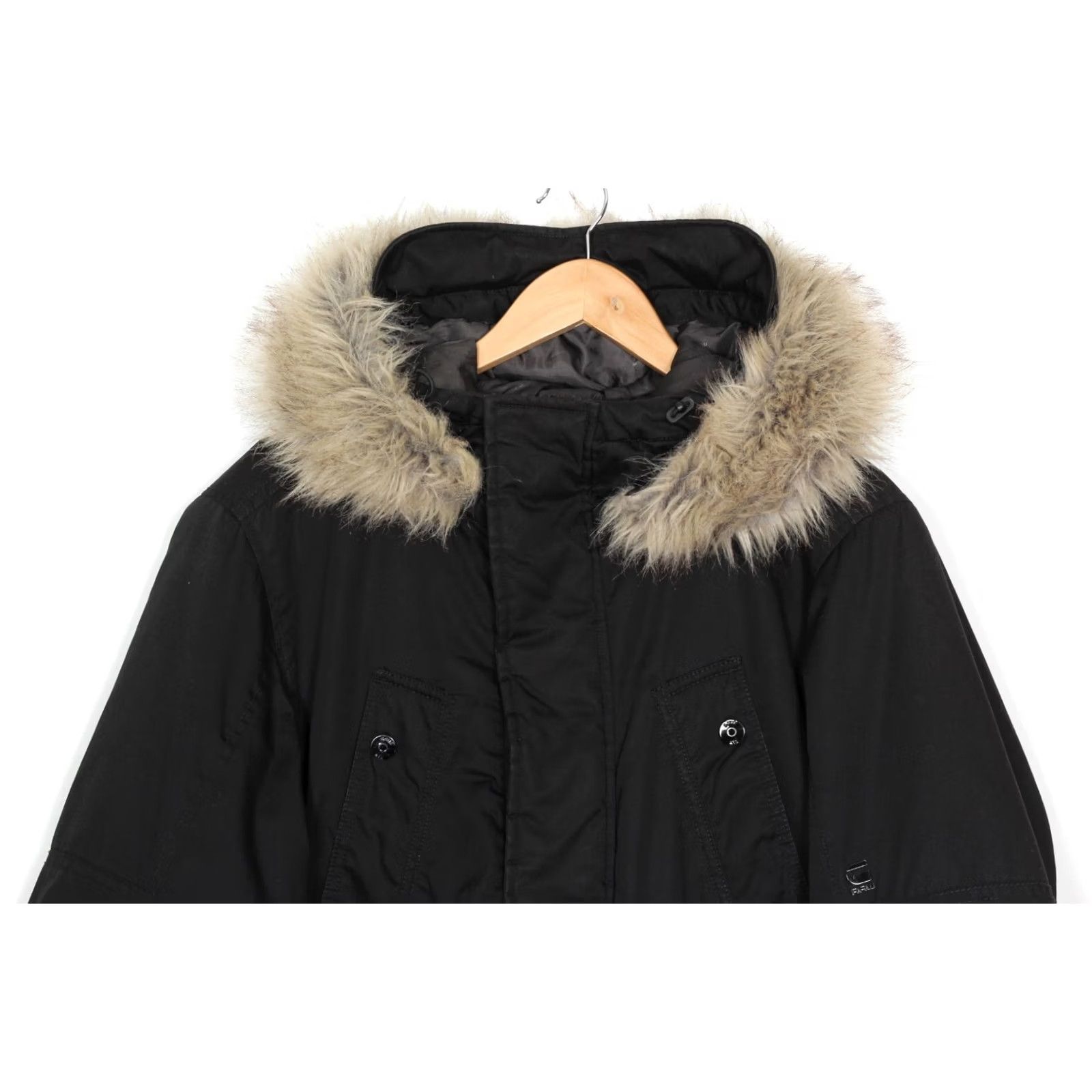 G-Star G-STAR Whistler Twill Fur Hdd Short Parka Jacket Men M Hooded MJ3718 Black Size US 31 - 3 Thumbnail