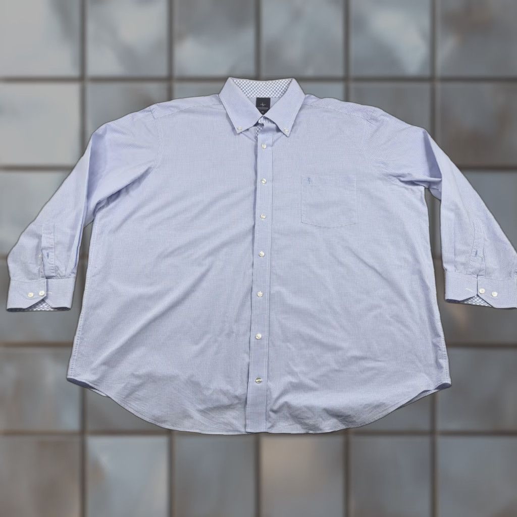 Tailorbyrd TAILORBYRD Shirt Mens 2XL Blue Check Long Sleeve Button Front Cotton Casual Size US XXL / EU 58 / 5 - 1 Thumbnail
