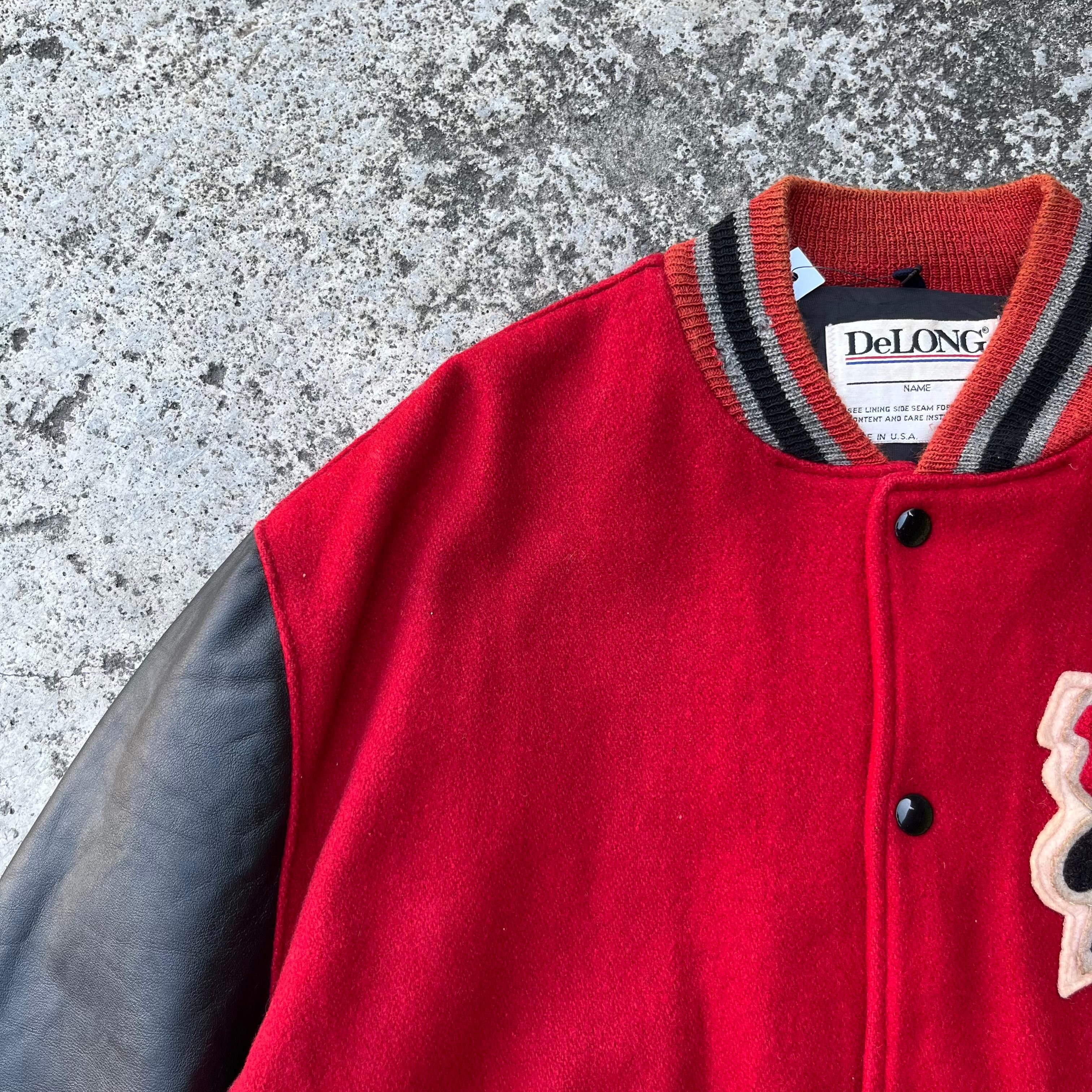Delong RARE❤️‍🔥Vintage 80s Delong Wool Leather Varsity Jacket Size US M / EU 48-50 / 2 - 4 Thumbnail