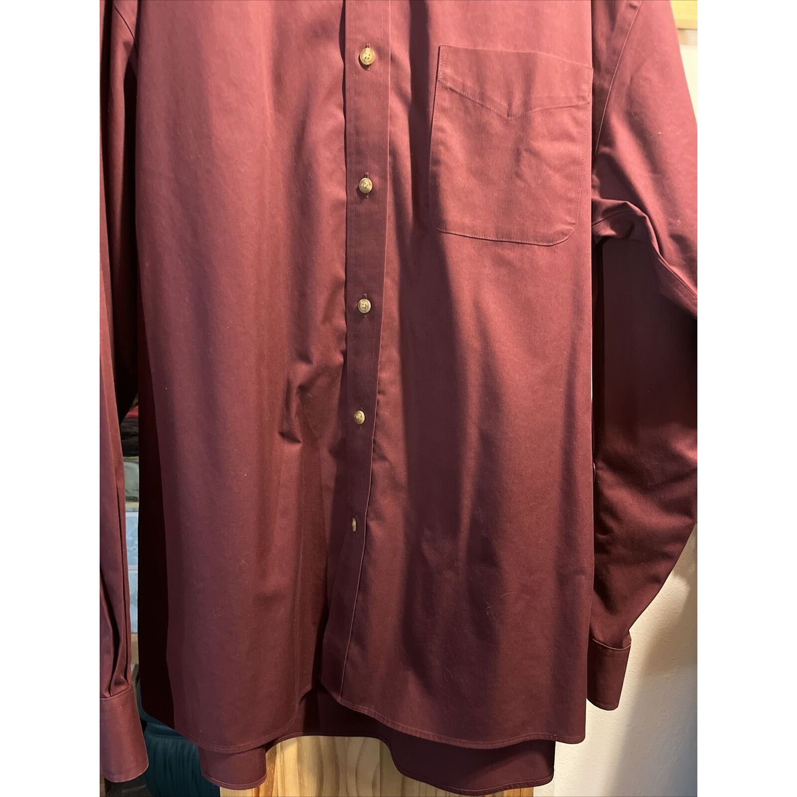 Enro ENRO Men's L Maroon LS Button Up Cotton Non-Iron Twill Shirt Size US L / EU 52-54 / 3 - 14 Thumbnail