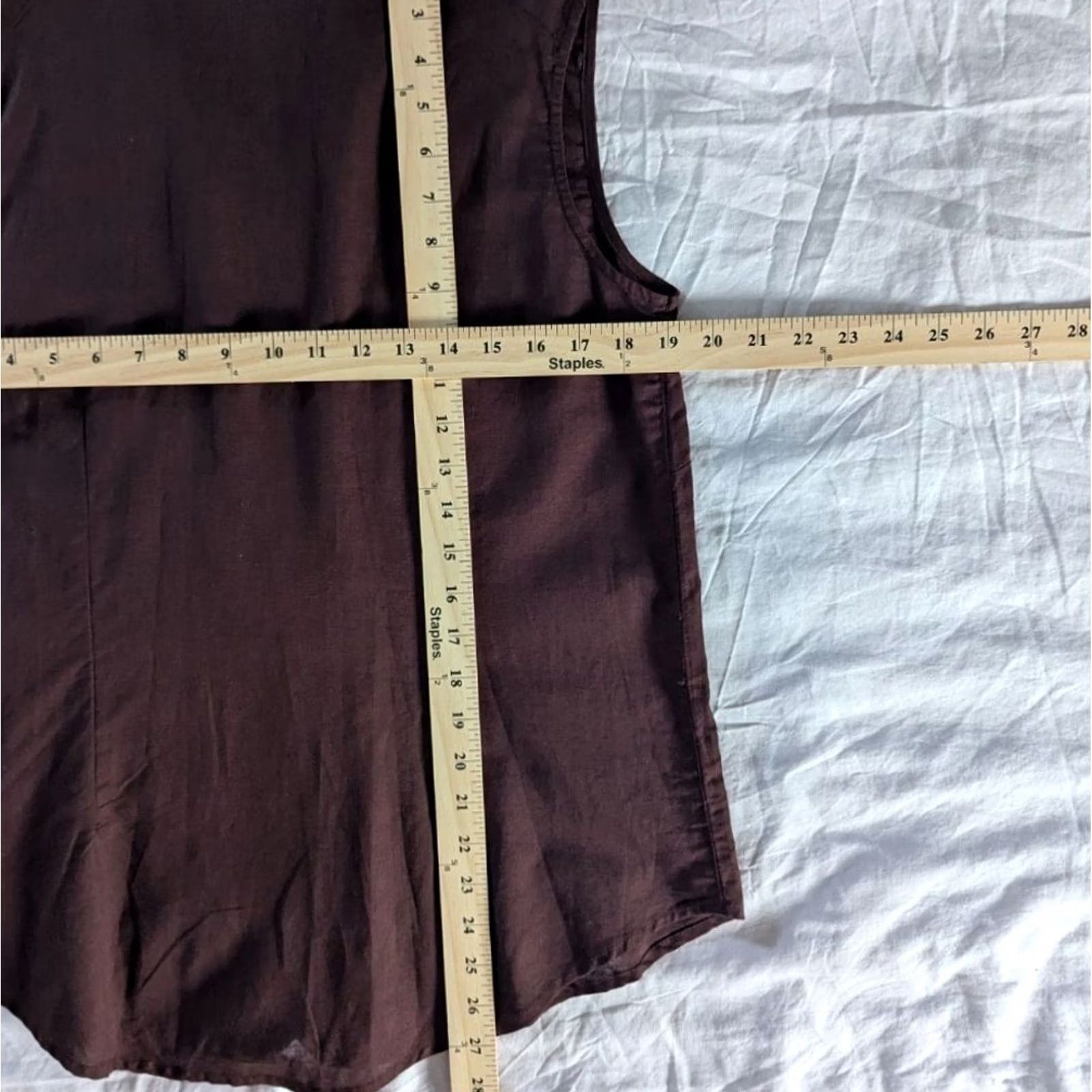 Vintage Monroe & Main Brown Sleeveless Linen Cotton Blend Top Women’s M Button-Up EUC Size M / US 6-8 / IT 42-44 - 3 Thumbnail