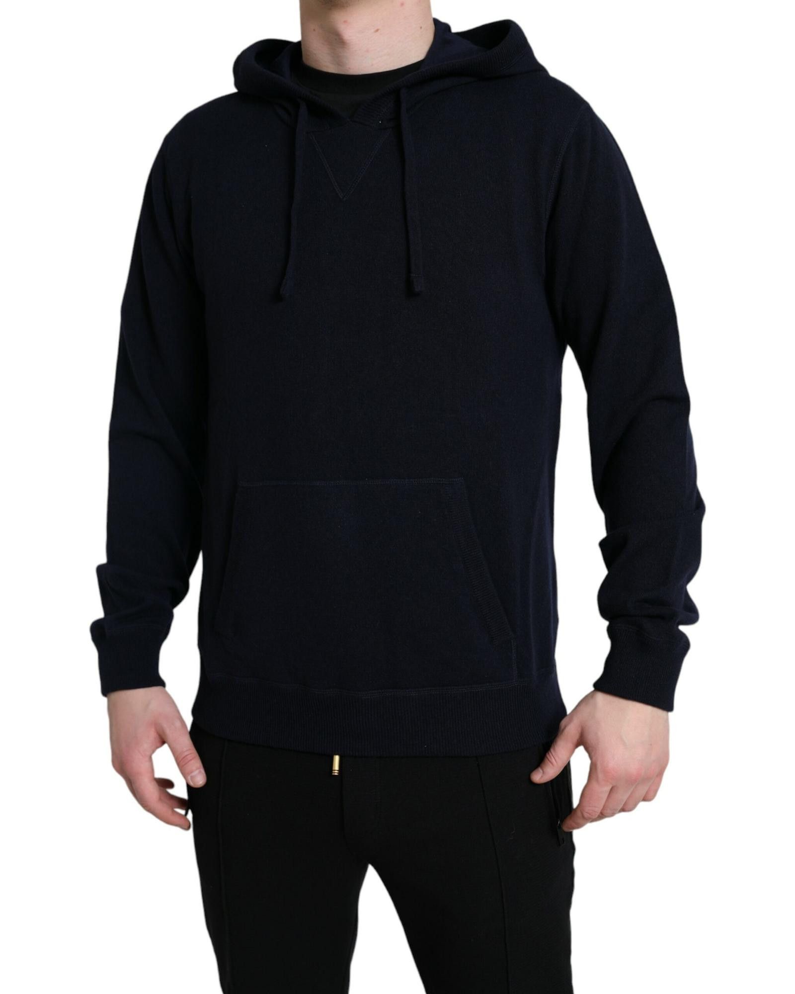 Image of Dolce Gabbana Cashmere Hooded Pullover Sweater in Blue, Men's (Size 2XL)