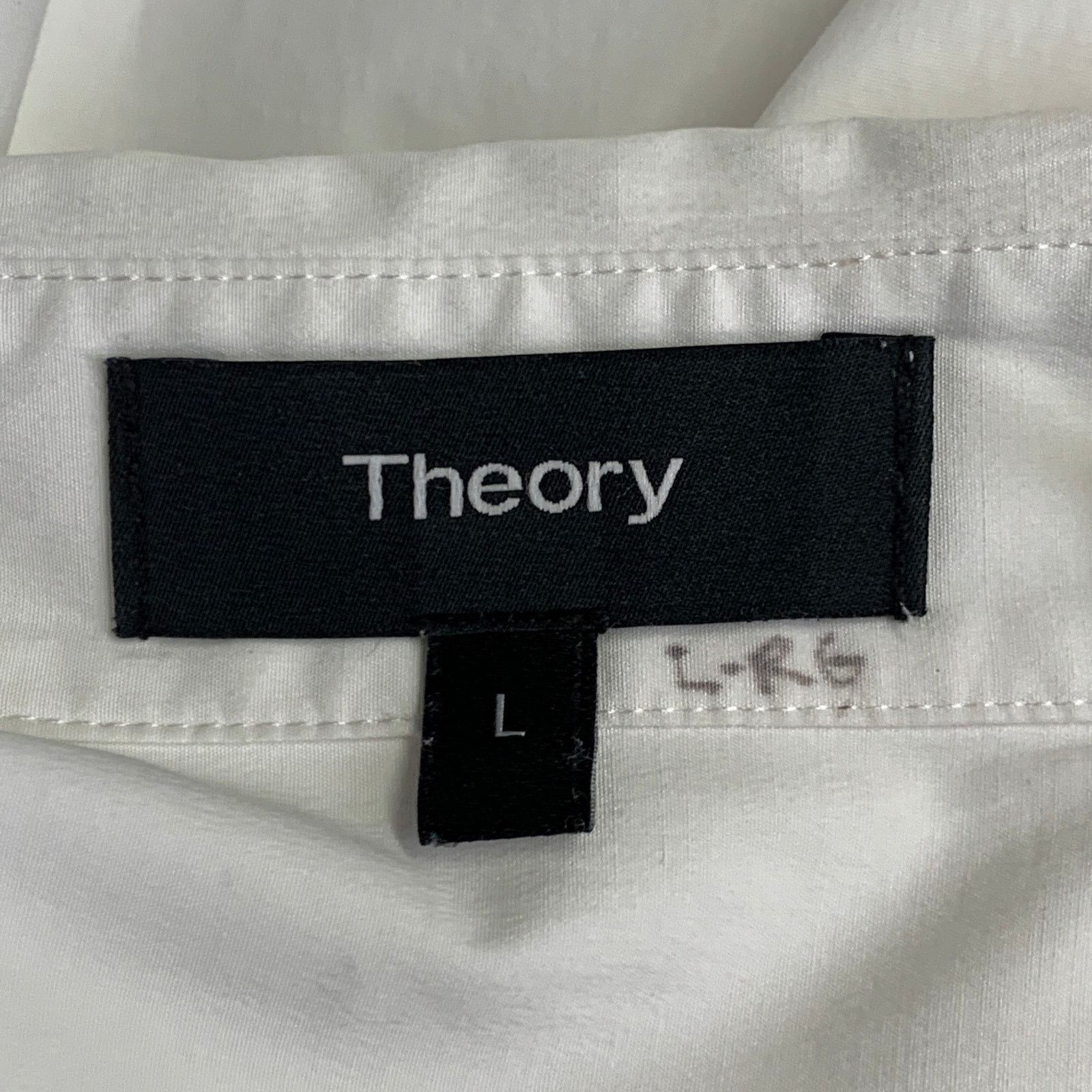 Theory THEORY Size L White Cotton Blend Hidden Placket Shirt Size L / US 10 / IT 46 - 5 Thumbnail