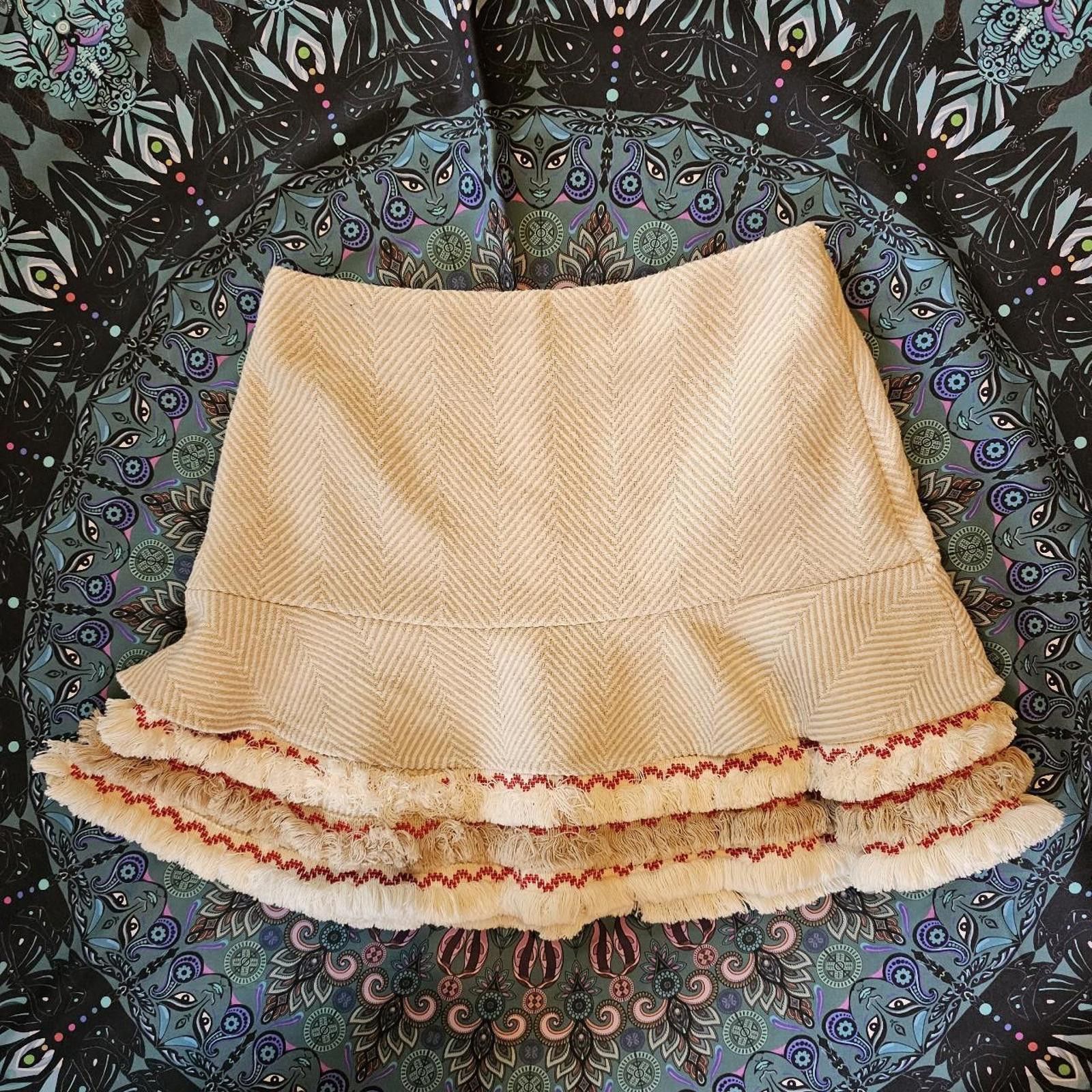 Designer Women's Cream and Red Free the Roses Skirt Size 28" / US 6 / IT 42 - 4 Thumbnail