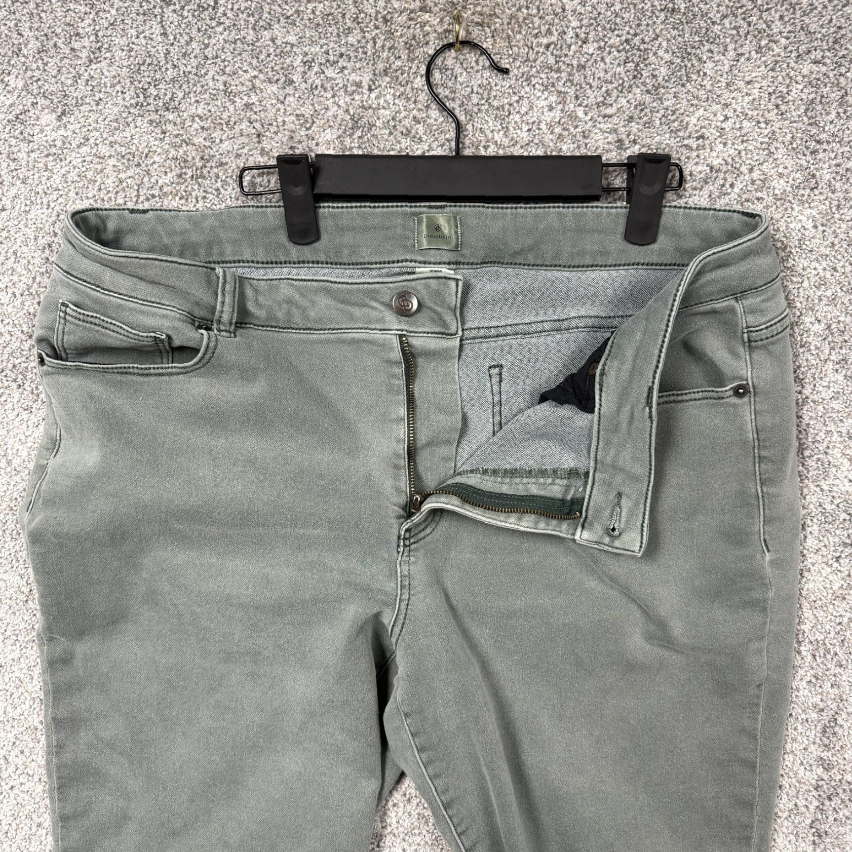Vintage Dressbarn Jeans Womens 16W Straight Mid Rise Stretch Denim Green Pants Adult Plus Size 38x28 5-Pocket Coin Size 38" / US 16 / IT 52 - 6 Thumbnail