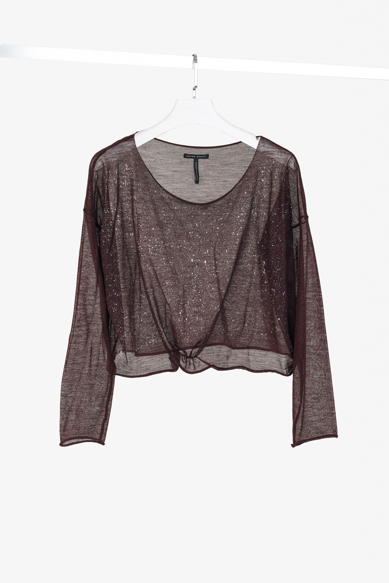 Sarah Pacini Sarah Pacini Burgundy Metallic-Splatter Knit Sweater Size ONE SIZE - 1 Thumbnail