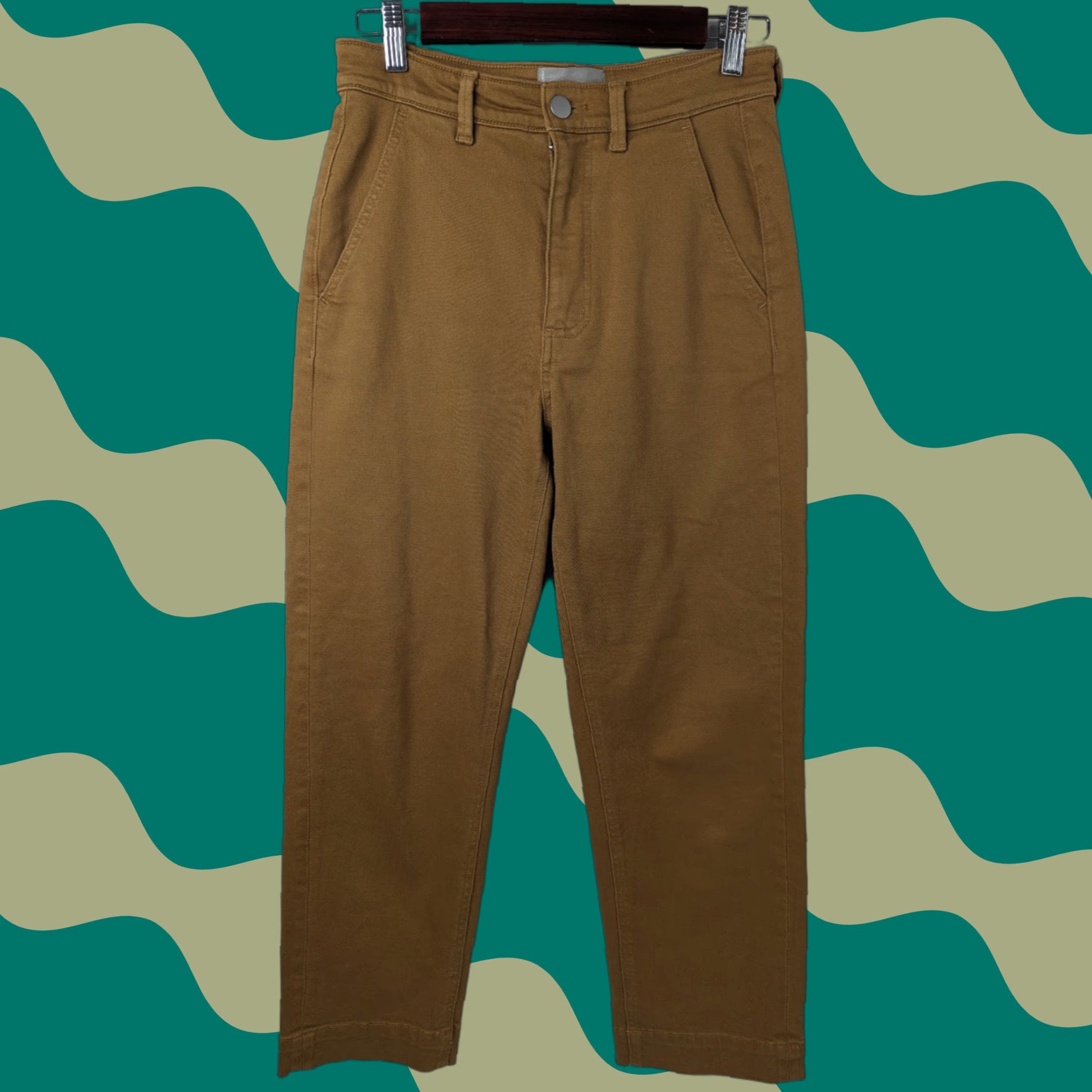 Everlane Everlane The Straight Leg Crop Pant Women 6 Beiges Cotton Twill High Rise Relaxed Front Flat Cropped Modern Vintage No Size 28" / US 6 / IT 42 - 1 Thumbnail