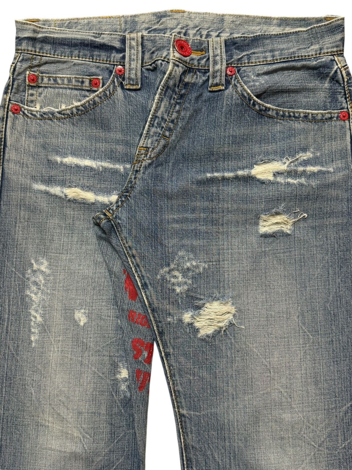 14th Addiction Vintage Japanese Brand Blue Thunder Wash Distressed Wide Leg Size US 34 / EU 50 - 3 Thumbnail