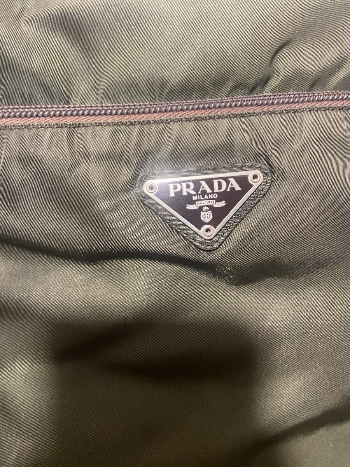 Prada Prada dark green brown nylon flat hand shoulder tote bag Size ONE SIZE - 2 Thumbnail