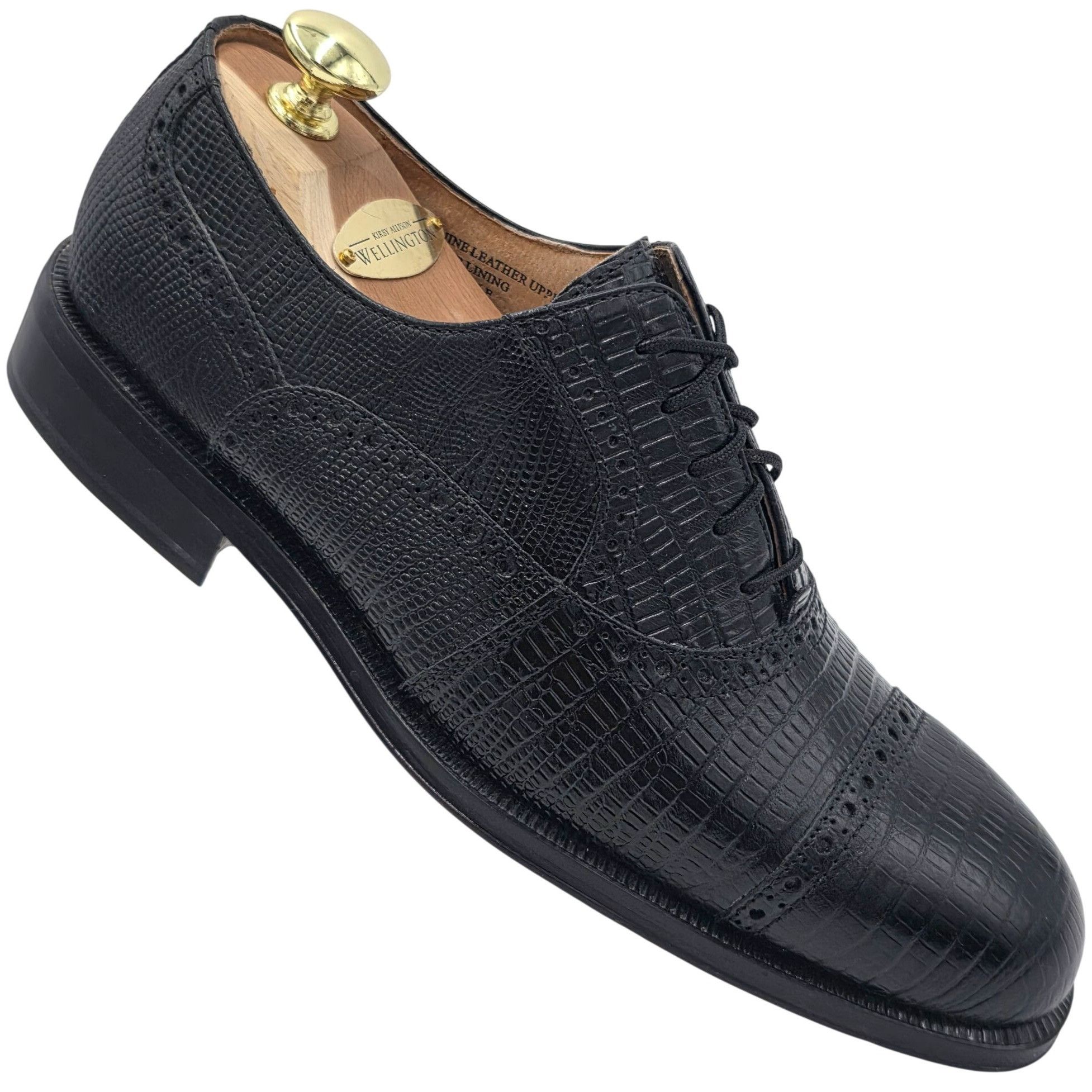 Giorgio Brutini NEW Giorgio Brutini Black Lizard Print Leather Cap-toe Oxfor Size US 8 / EU 41 - 8 Thumbnail