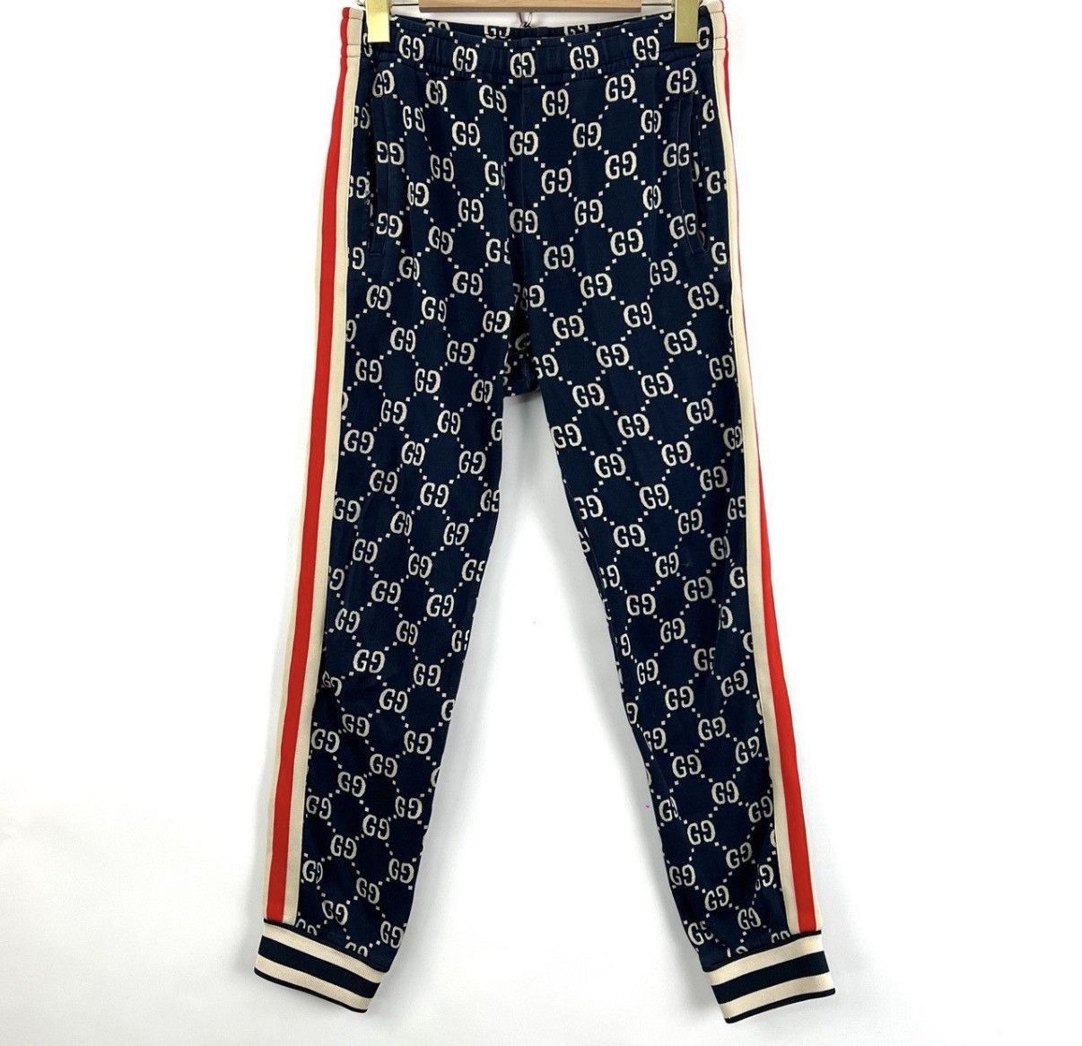 Gucci Blue Patterned Casual Sweatpants with Stripes Size US 30 / EU 46 - 1 Thumbnail