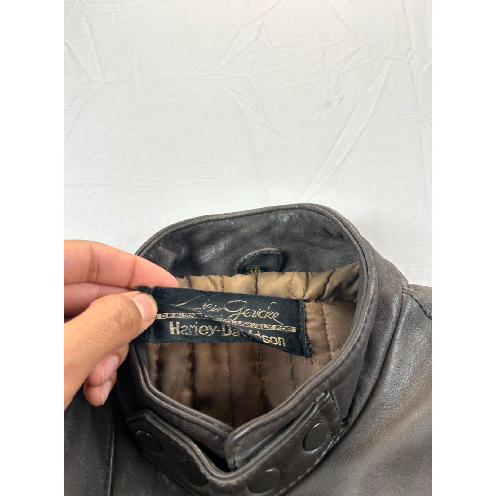Harley Davidson VINTAGE Harley-Davidson Leather Jacket Mens 38 Brown Motorcycle Biker Jacket Size US XXS / EU 40 - 4 Thumbnail
