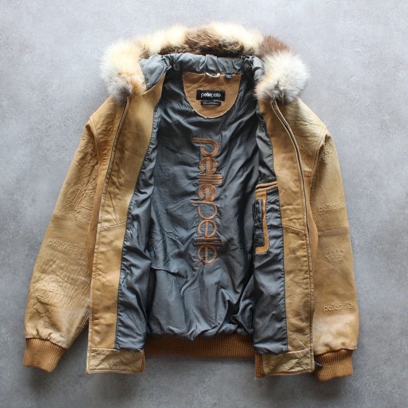 Pelle Pelle Pelle Pelle Marc Buchanan Beige Fur Embossed Logo Jacket Size US L / EU 52-54 / 3 - 4 Thumbnail
