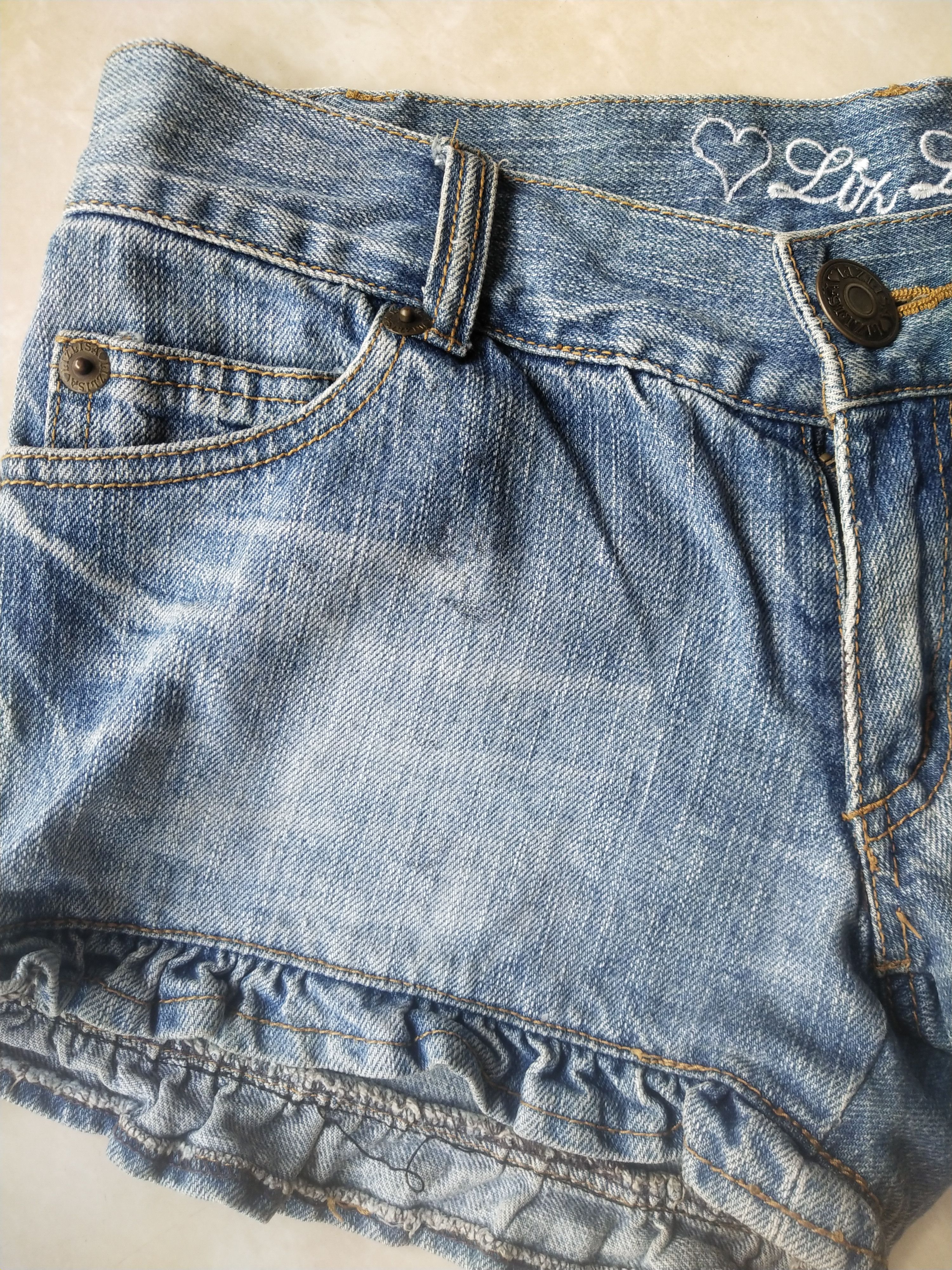LIZ LISA 2000s Liz Lisa Gyaru Ruffled Bow Denim Shorts Vintage Y2K Size 28" / US 6 / IT 42 - 4 Thumbnail