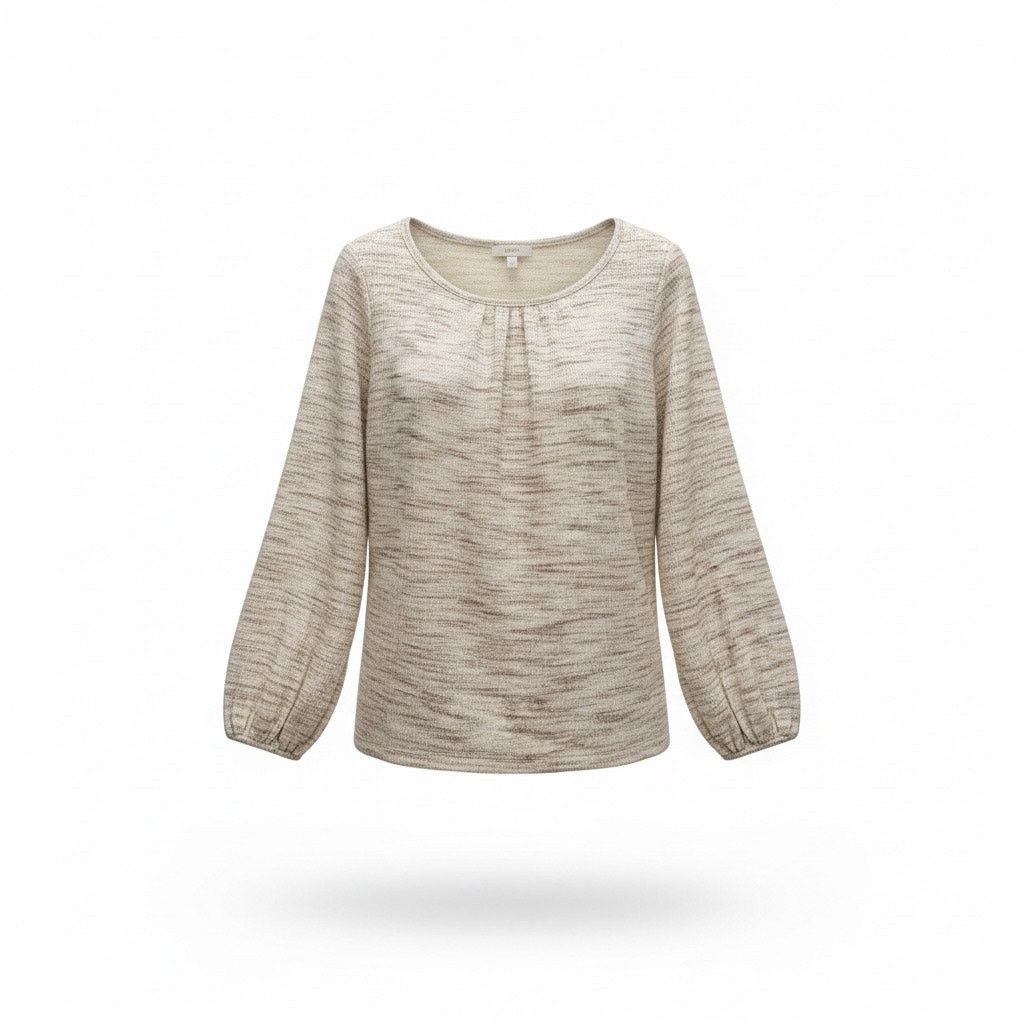 Loft LOFT Outlet Women’s Small Marled Beige Long Sleeve Knit Top Size S / US 4 / IT 40 - 1 Thumbnail