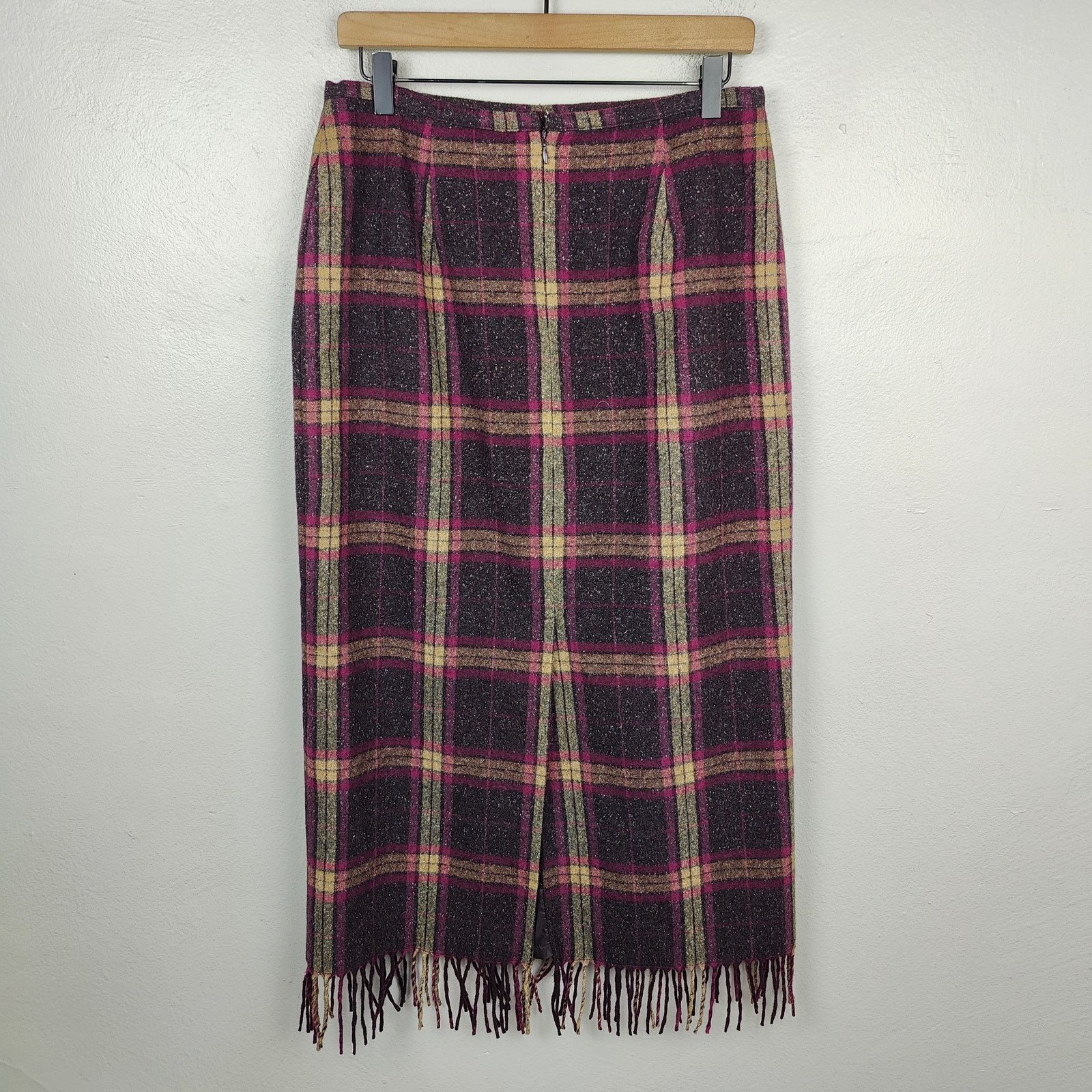 Other Vintage Tapestry Midi Skirt Womens 10 Purple Fringe Wool Size 32" / US 10 / IT 46 - 5 Thumbnail
